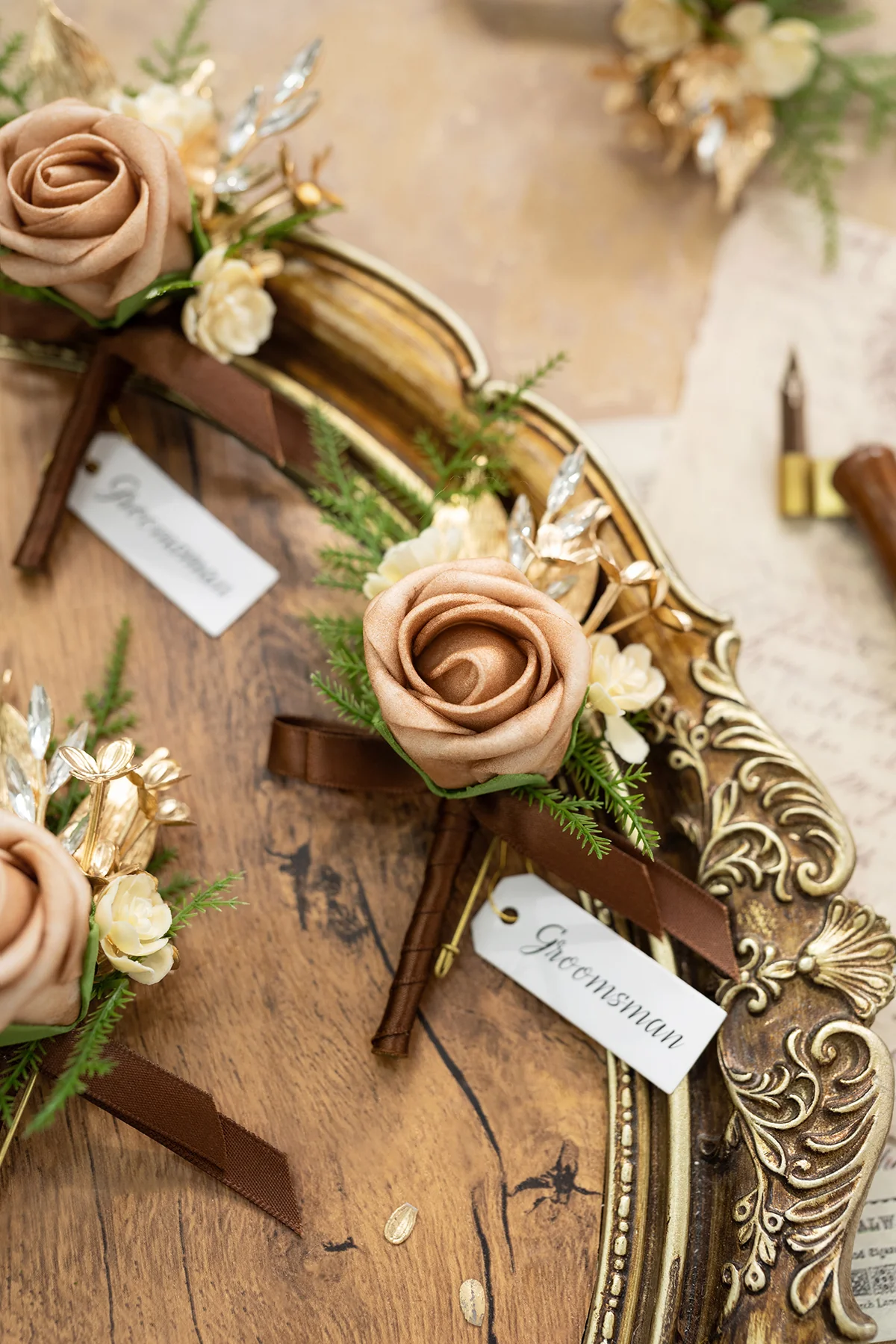 Boutonnieres in Caramel & Walnut Brown - Image 5
