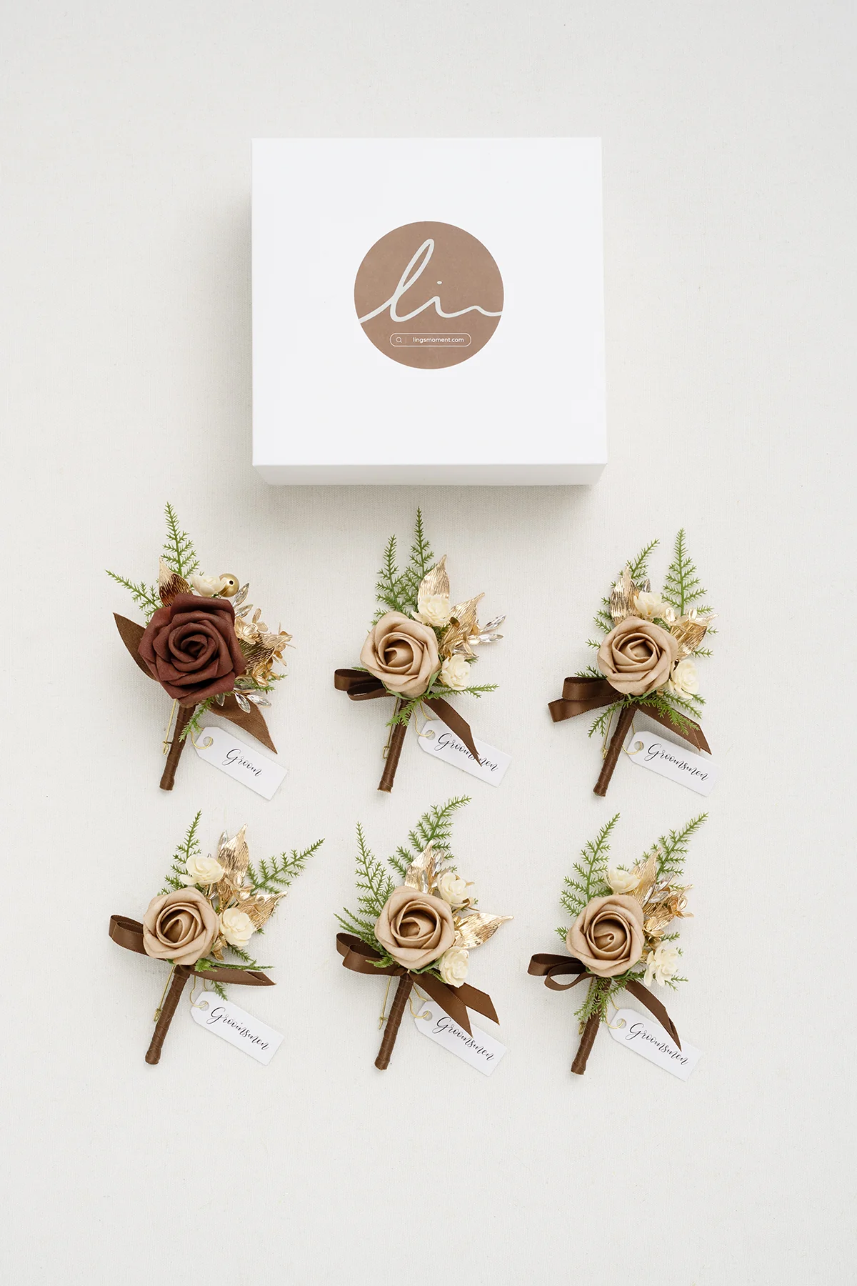 Boutonnieres in Caramel & Walnut Brown - Image 7