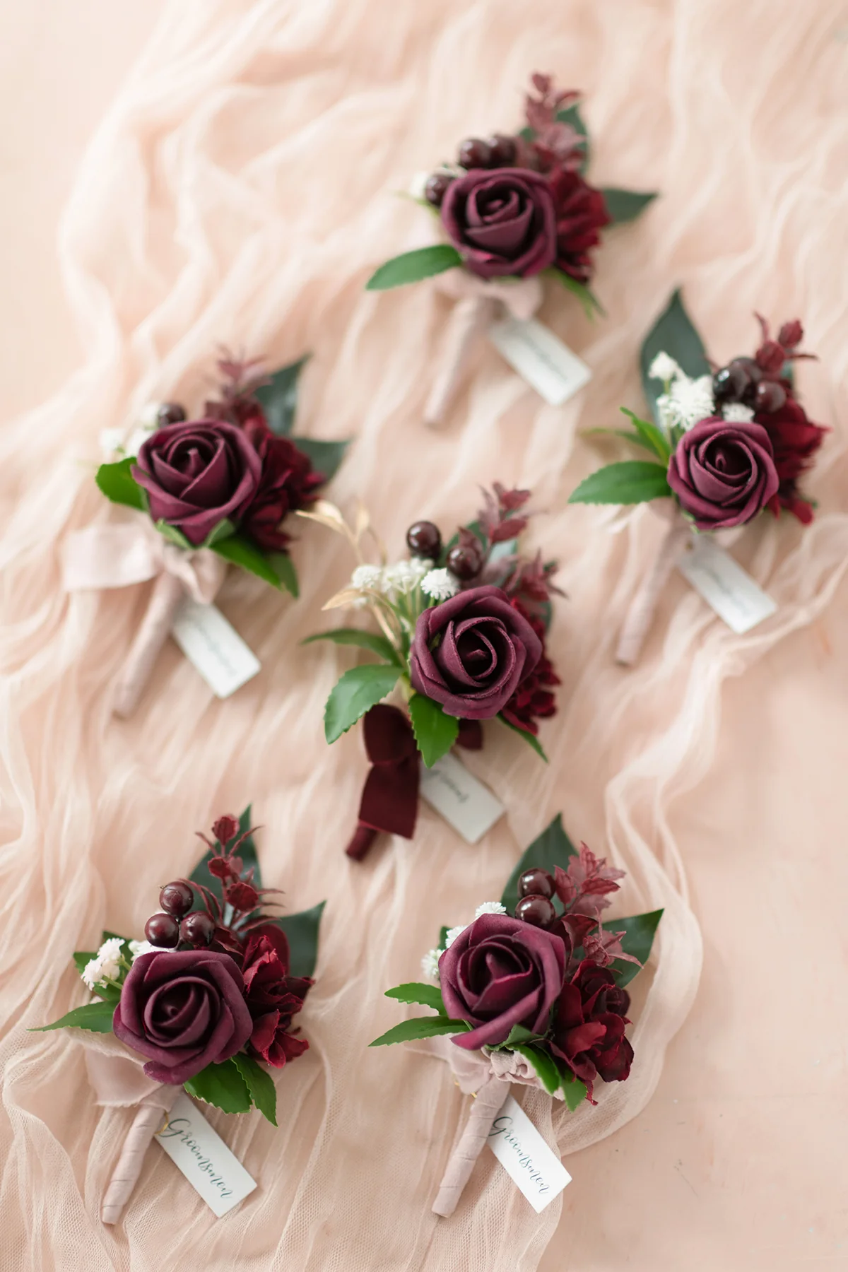Boutonnieres in Classic Marsala (Set of 6) - Image 2