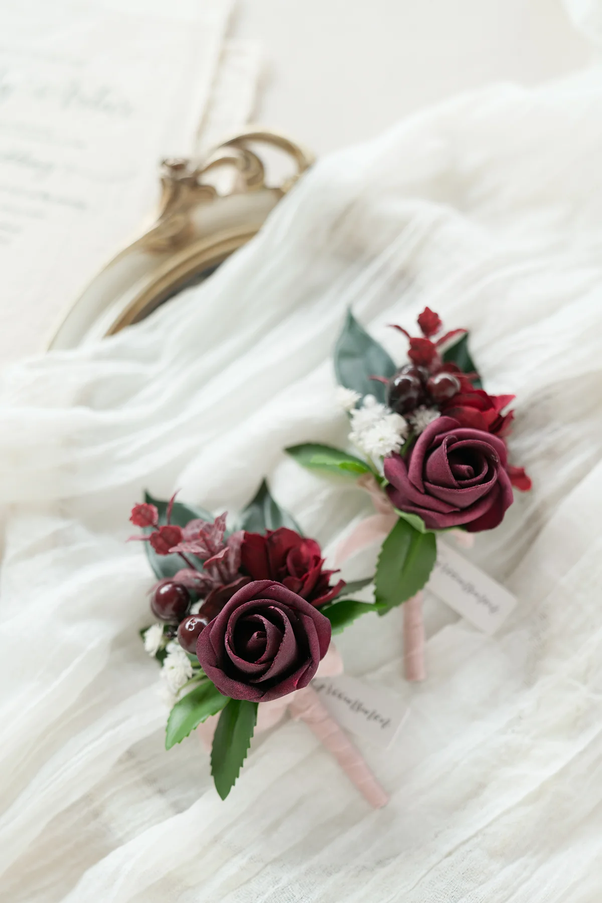 Boutonnieres in Classic Marsala (Set of 2) - Image 2
