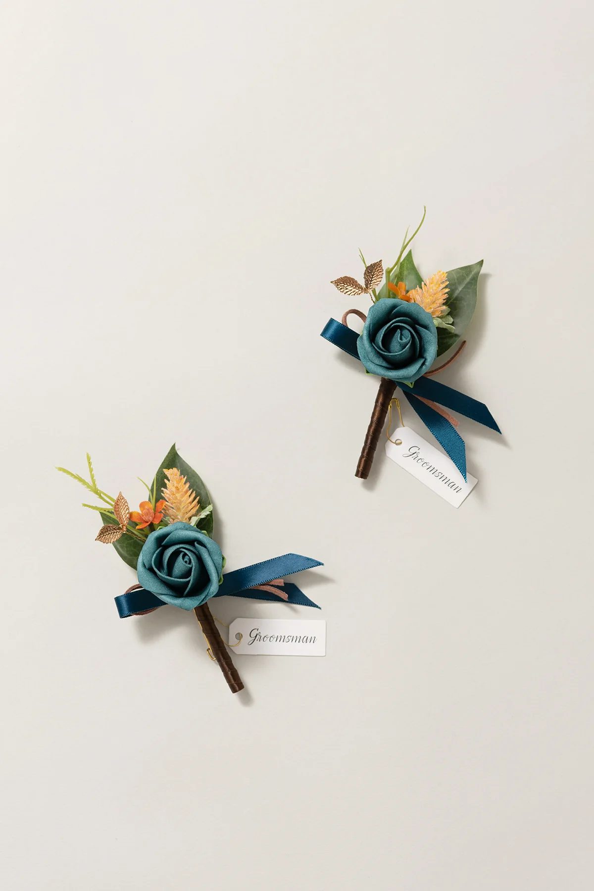 Boutonnieres in Dark Teal & Burnt Orange - Image 6