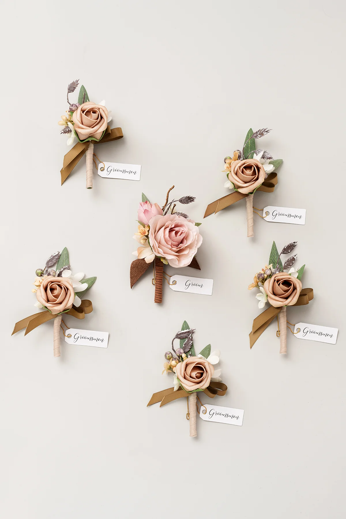 Boutonnieres in Dusty Rose & Cream | Clearance