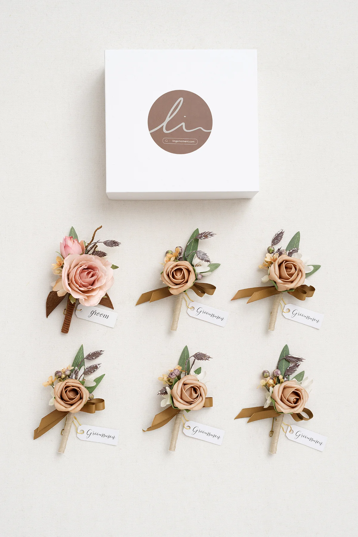 Boutonnieres in Dusty Rose & Cream | Clearance - Image 6