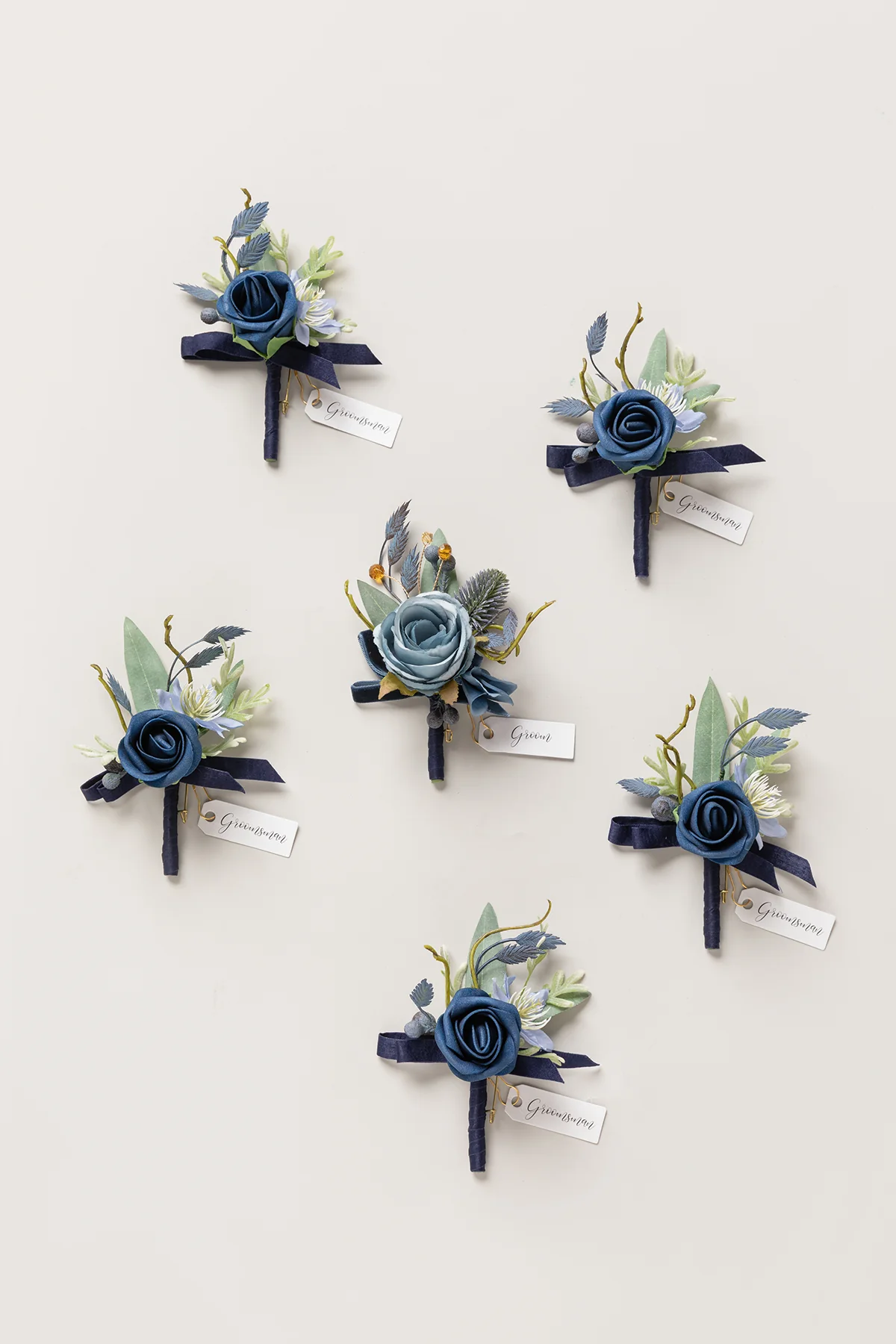 Boutonnieres in Dutch Blue & Navy Blue