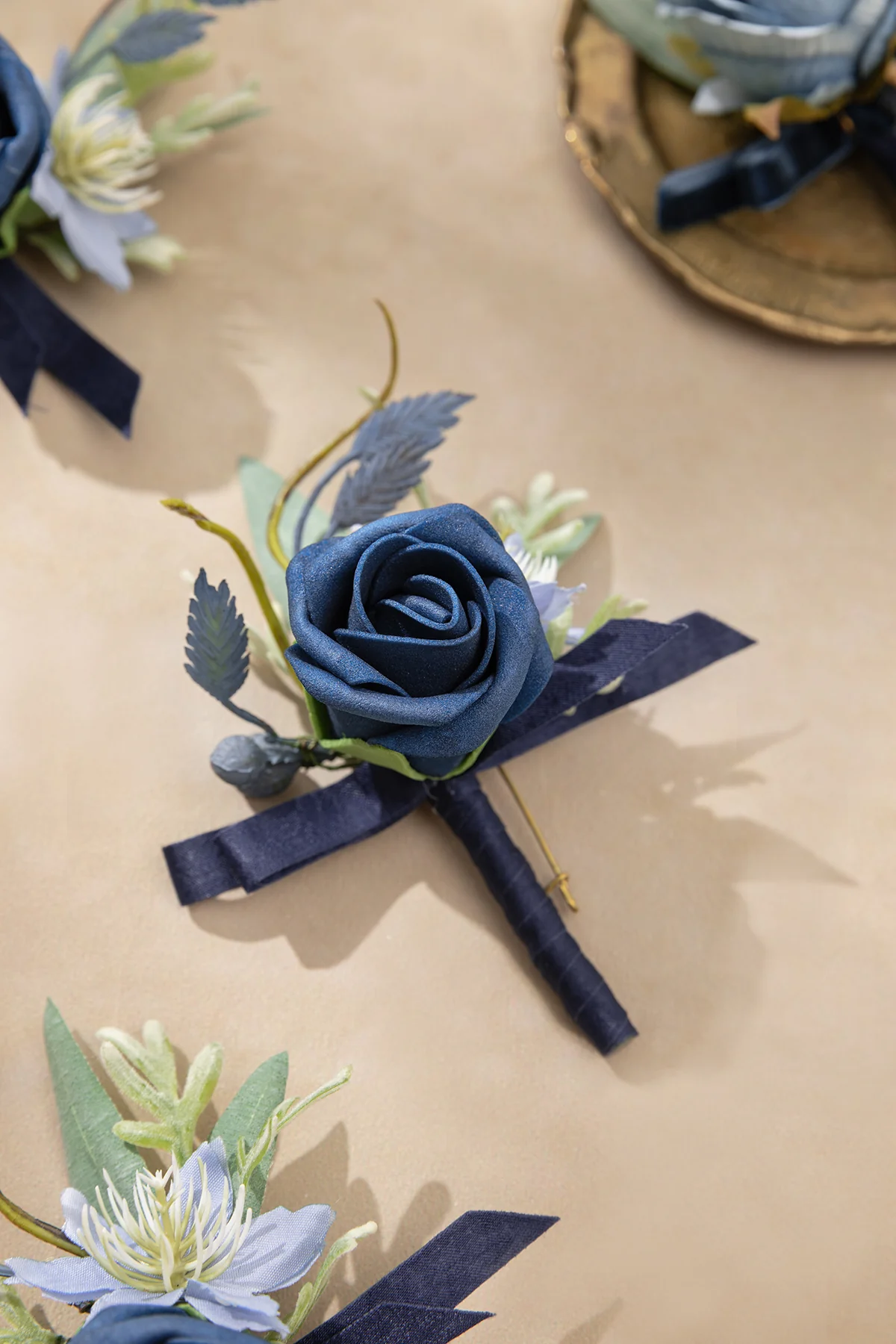 Boutonnieres in Dutch Blue & Navy Blue - Image 3