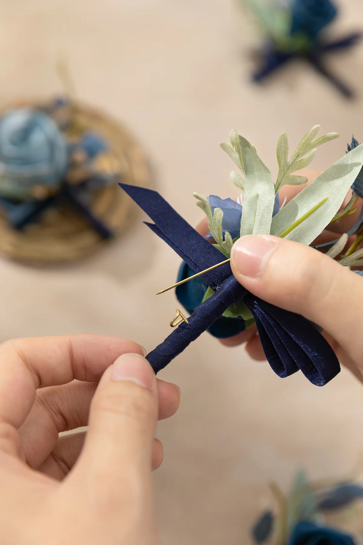 Boutonnieres in Dutch Blue & Navy Blue - Image 6