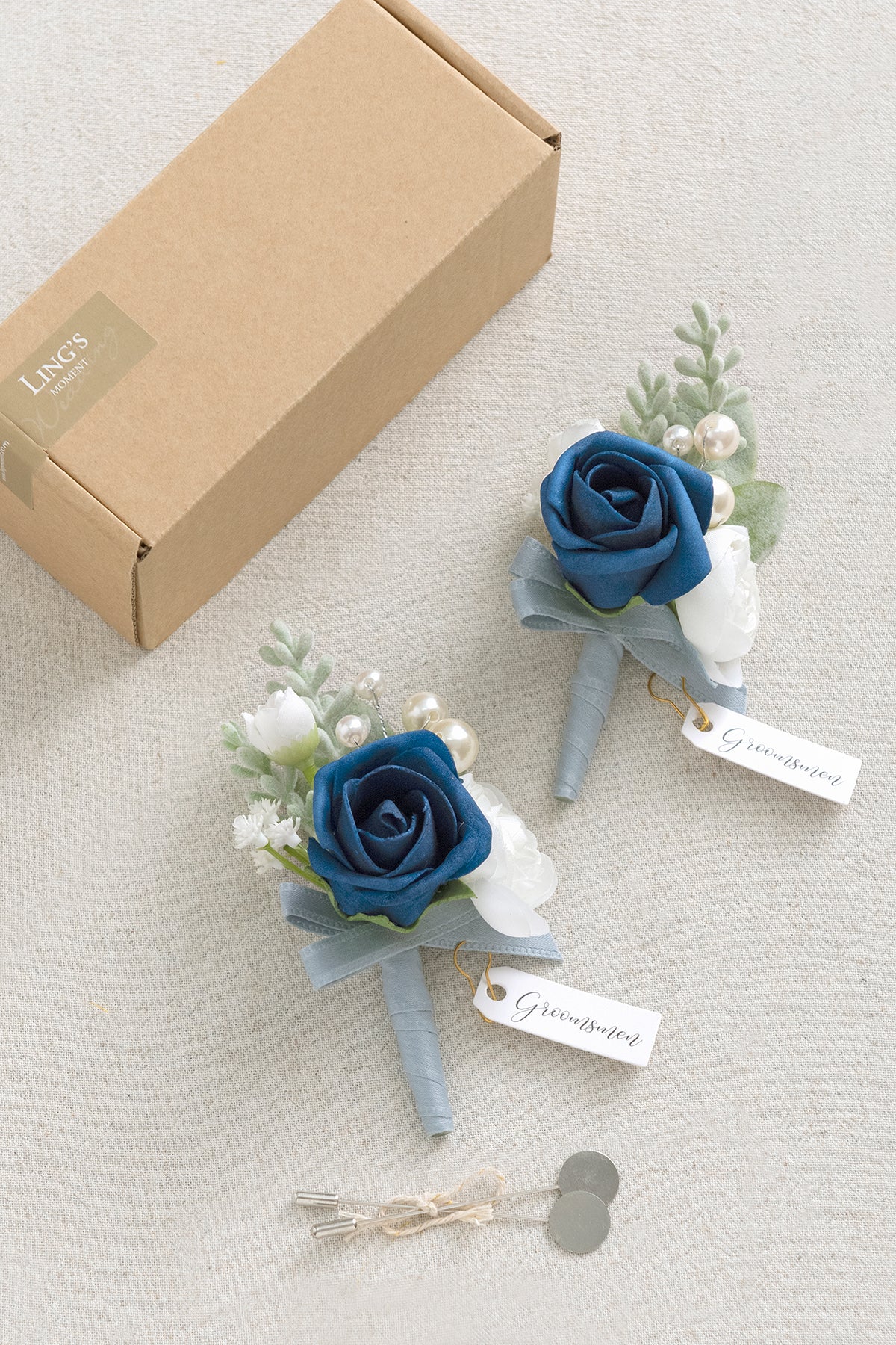 Boutonnieres in Dutch Blue & Navy Blue (Set of 2) - Image 6