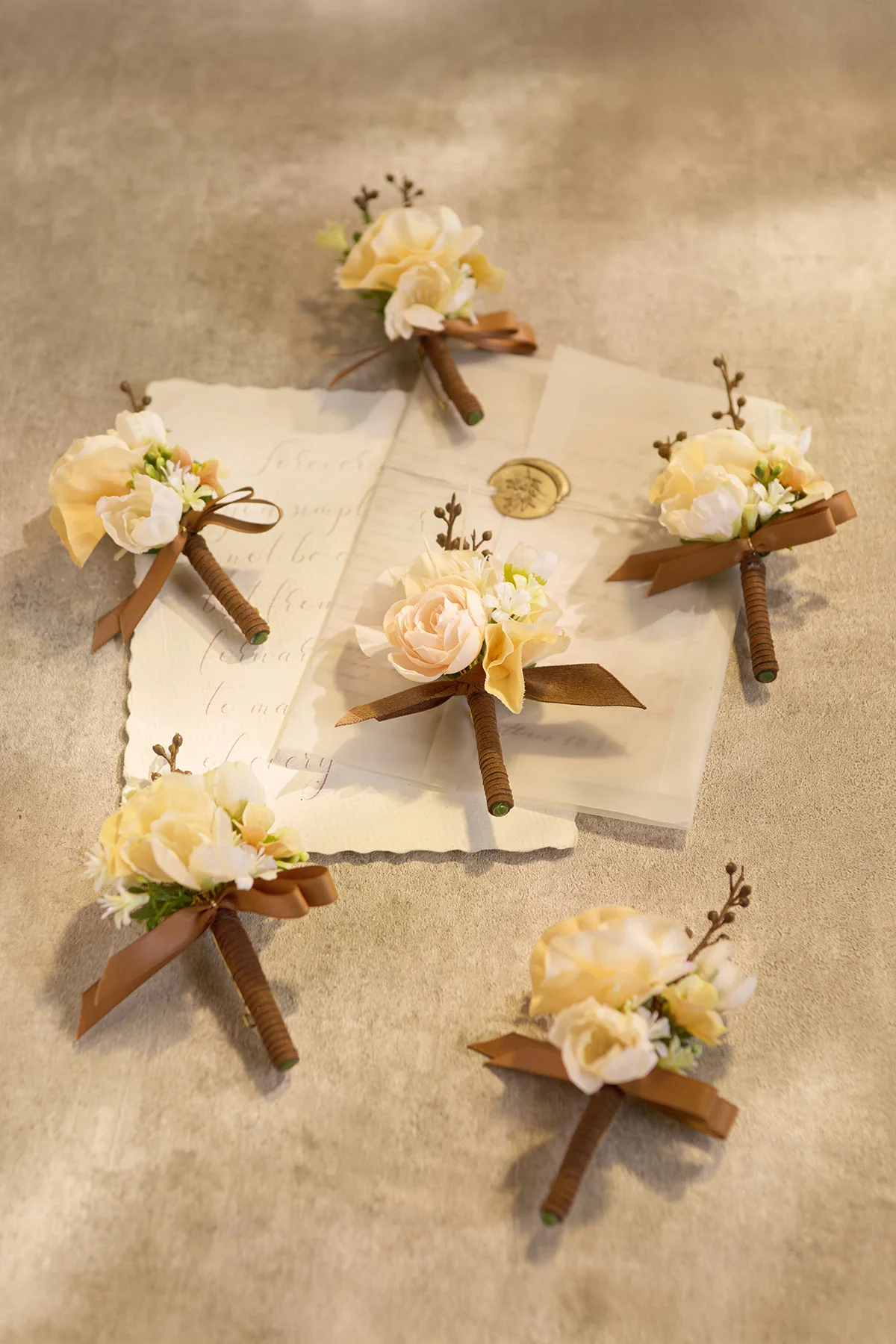 Boutonnieres in Earth Brown & Butter Yellow | Clearance - Image 7