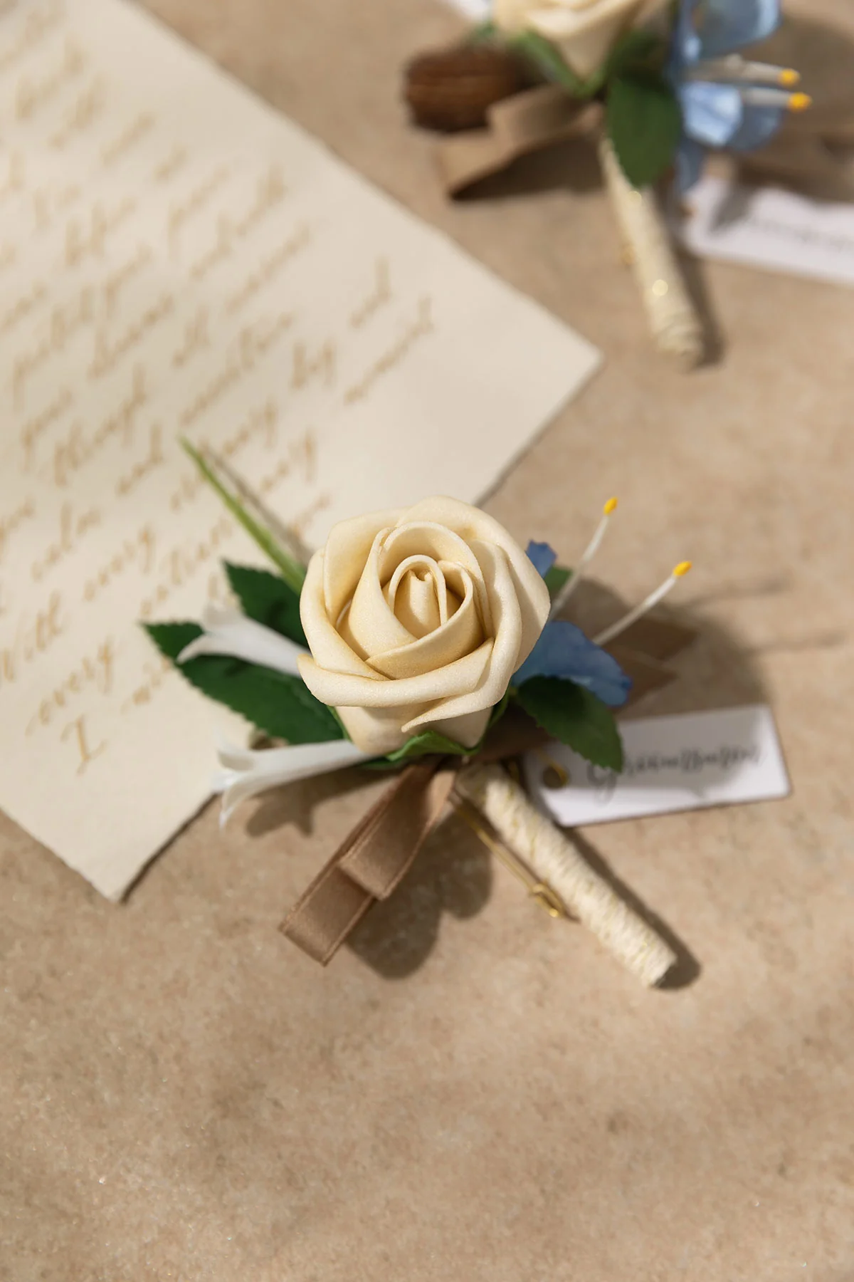 Boutonnieres in Earth Brown & Tawny Beige (Set of 2) - Image 4