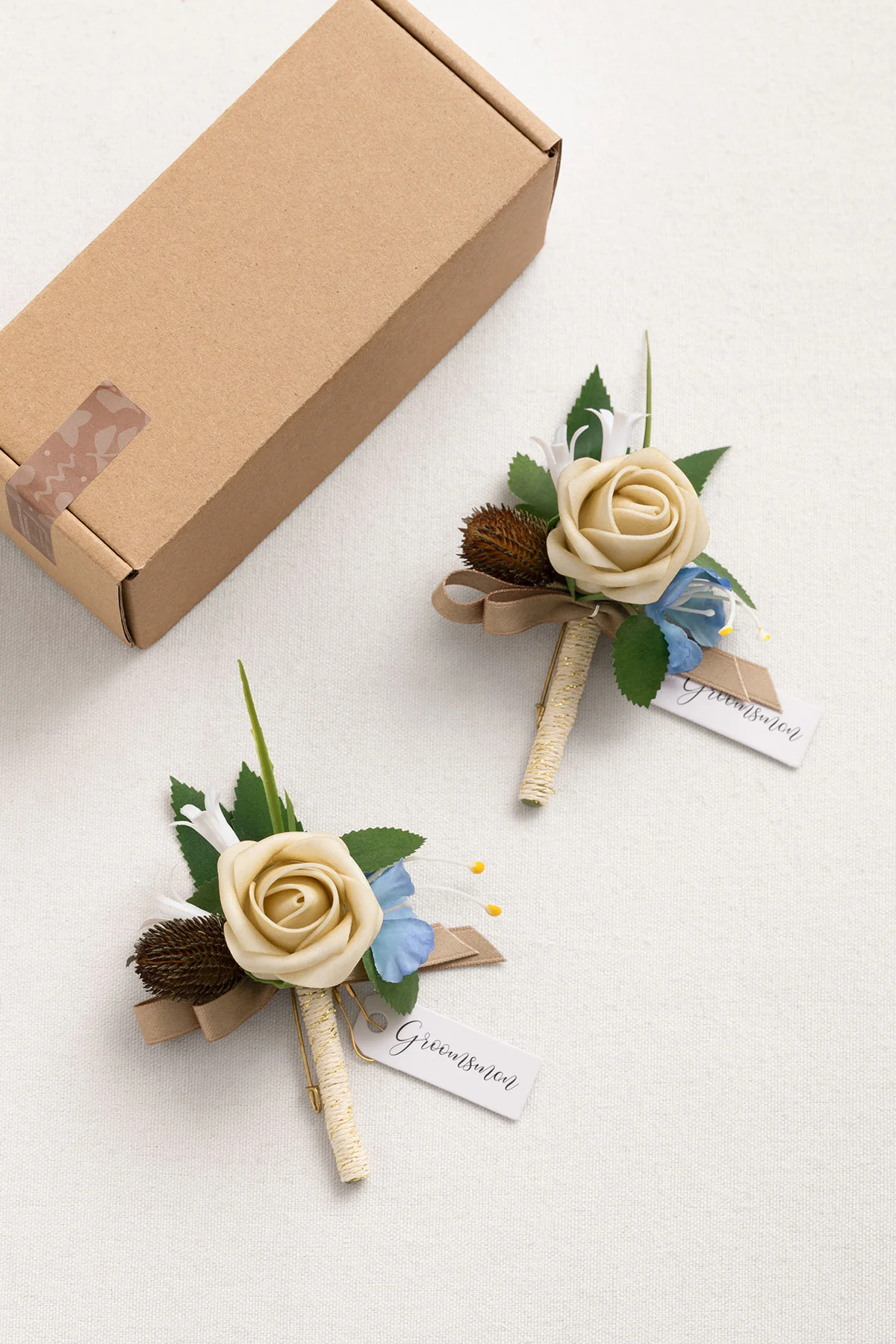 Boutonnieres in Earth Brown & Tawny Beige (Set of 2) - Image 5