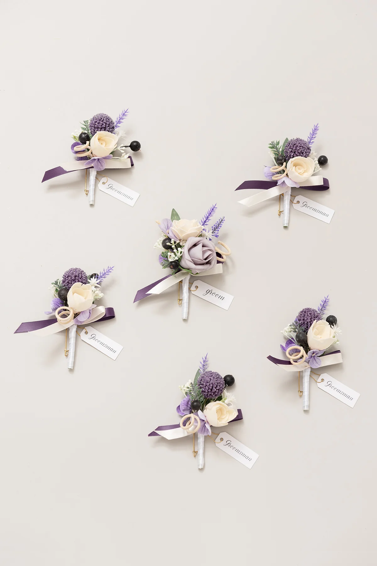 Boutonnieres in French Lavender & Plum