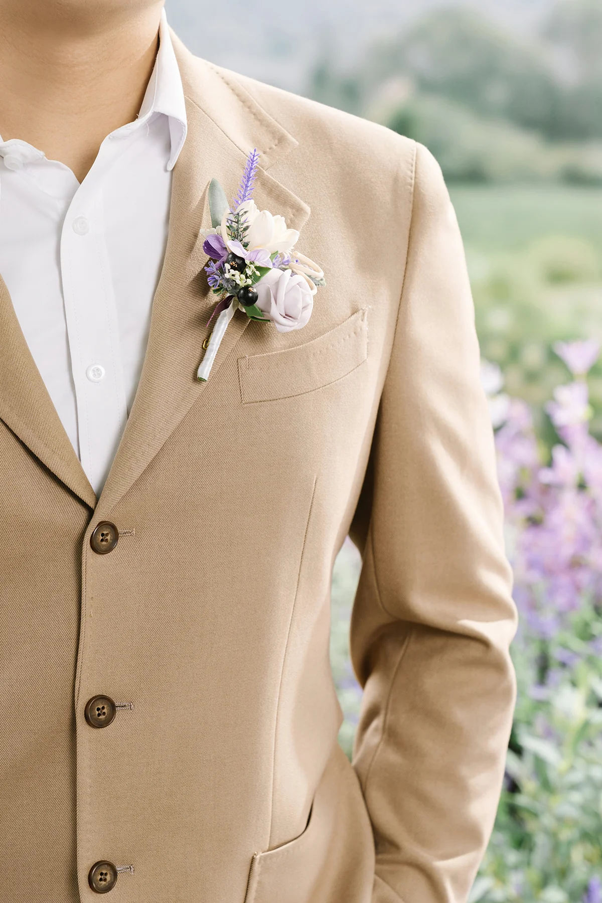 Boutonnieres in French Lavender & Plum - Image 2