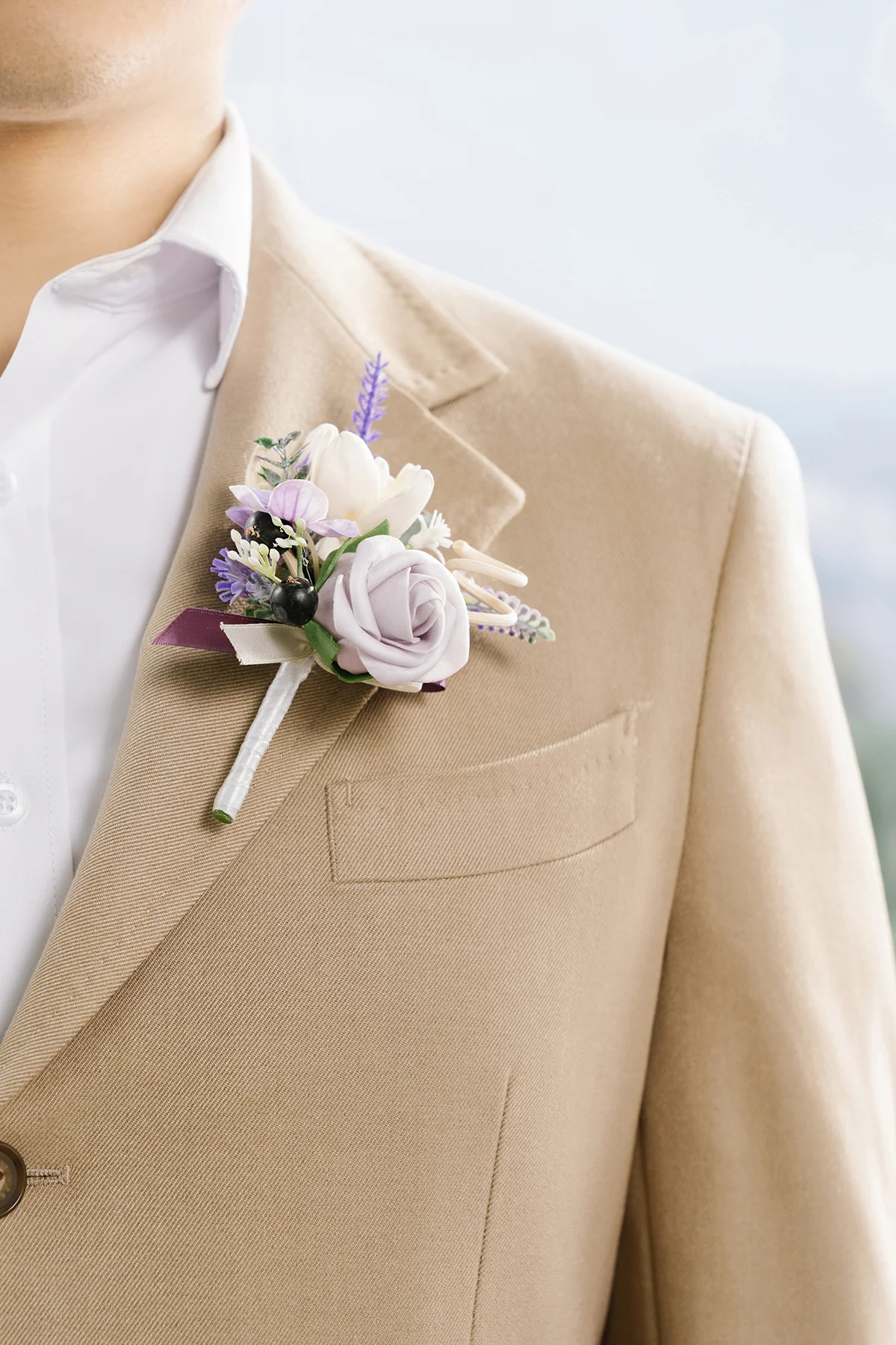 Boutonnieres in French Lavender & Plum - Image 5
