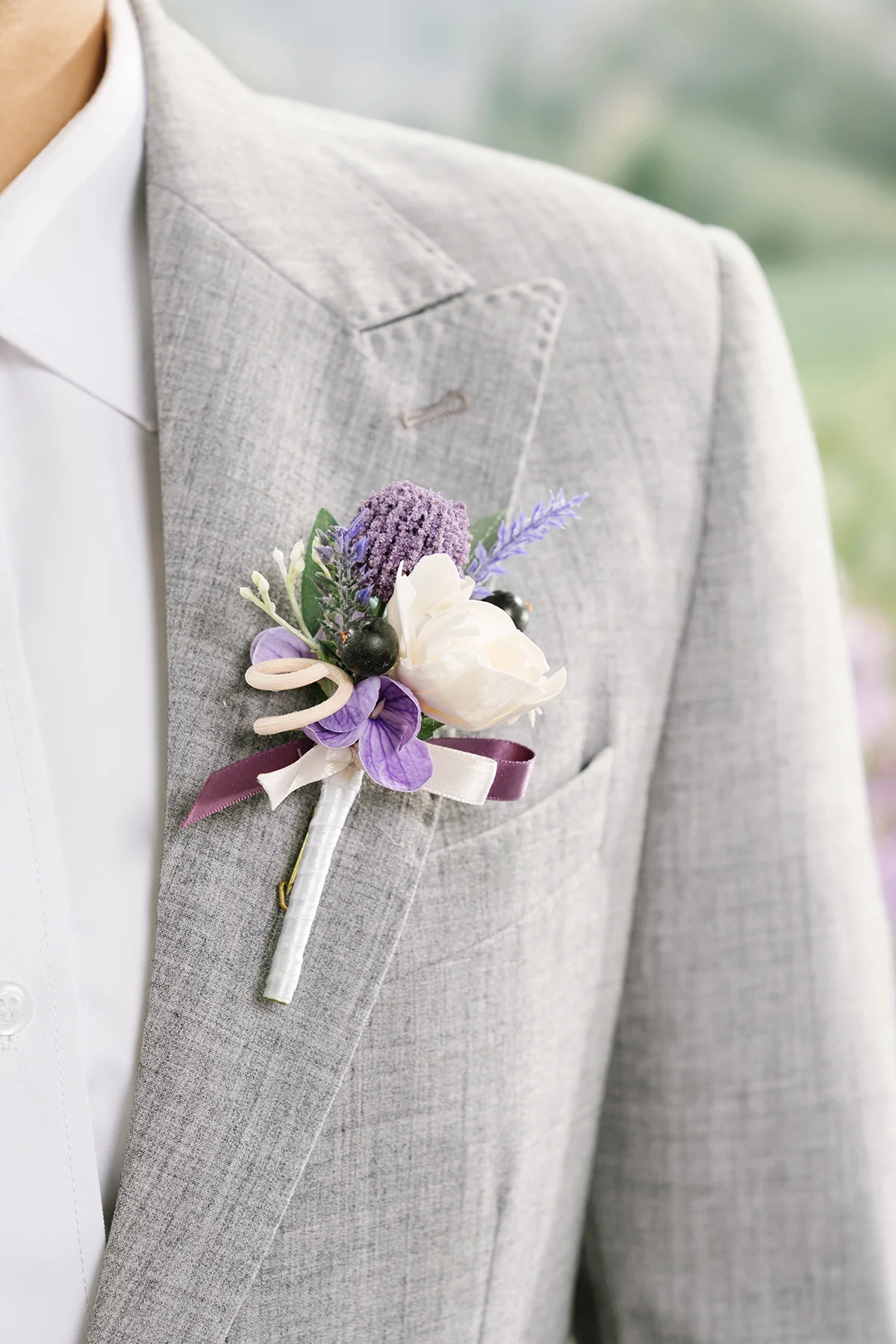 Boutonnieres in French Lavender & Plum - Image 6