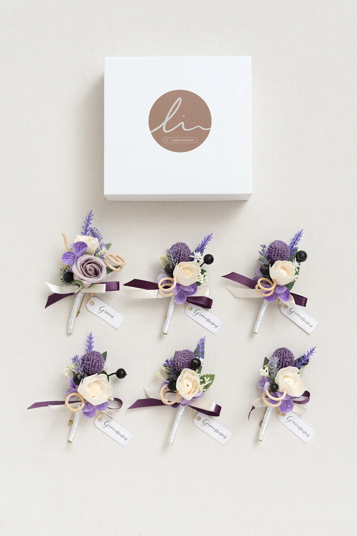 Boutonnieres in French Lavender & Plum - Image 7