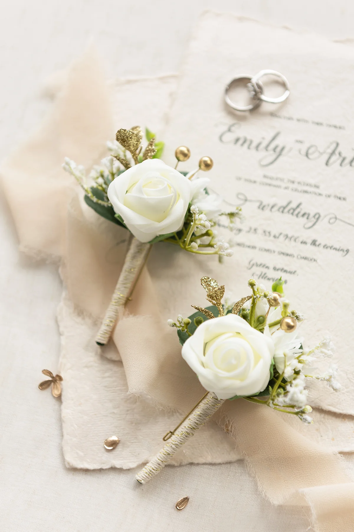Boutonnieres in Ivory (Set of 2) - Image 3