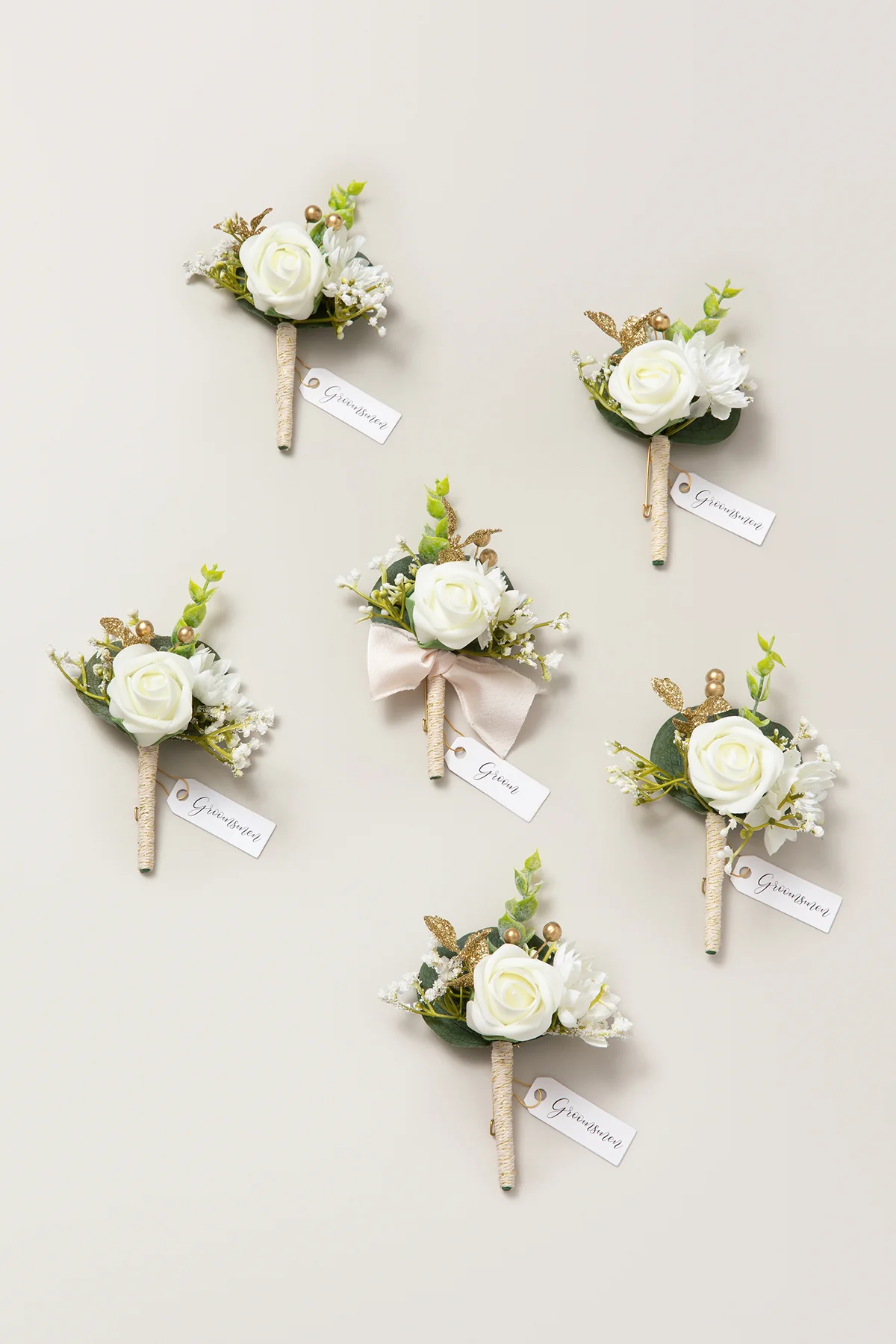 Boutonnieres in Ivory (Set of 6)