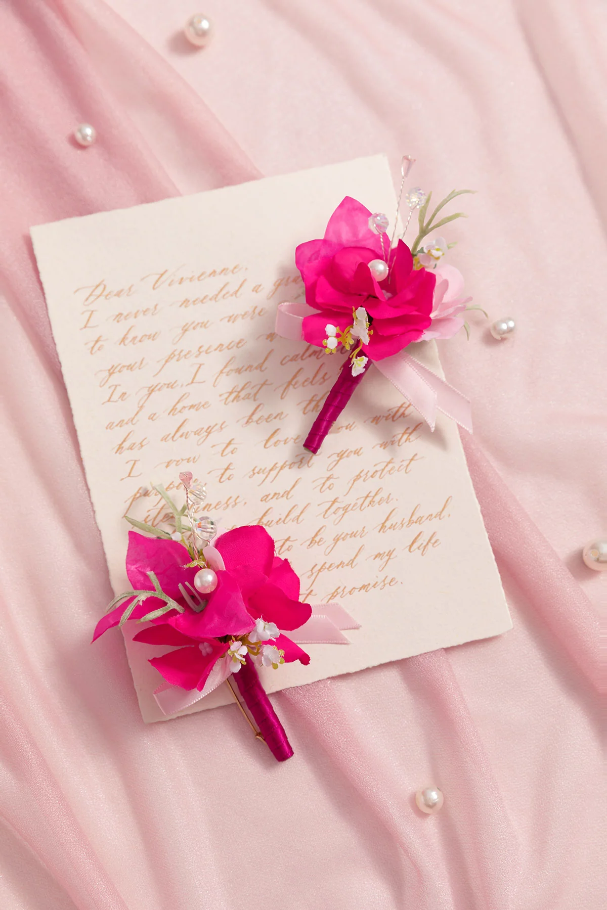 Boutonnieres in Magenta & Berry Pink - Image 2