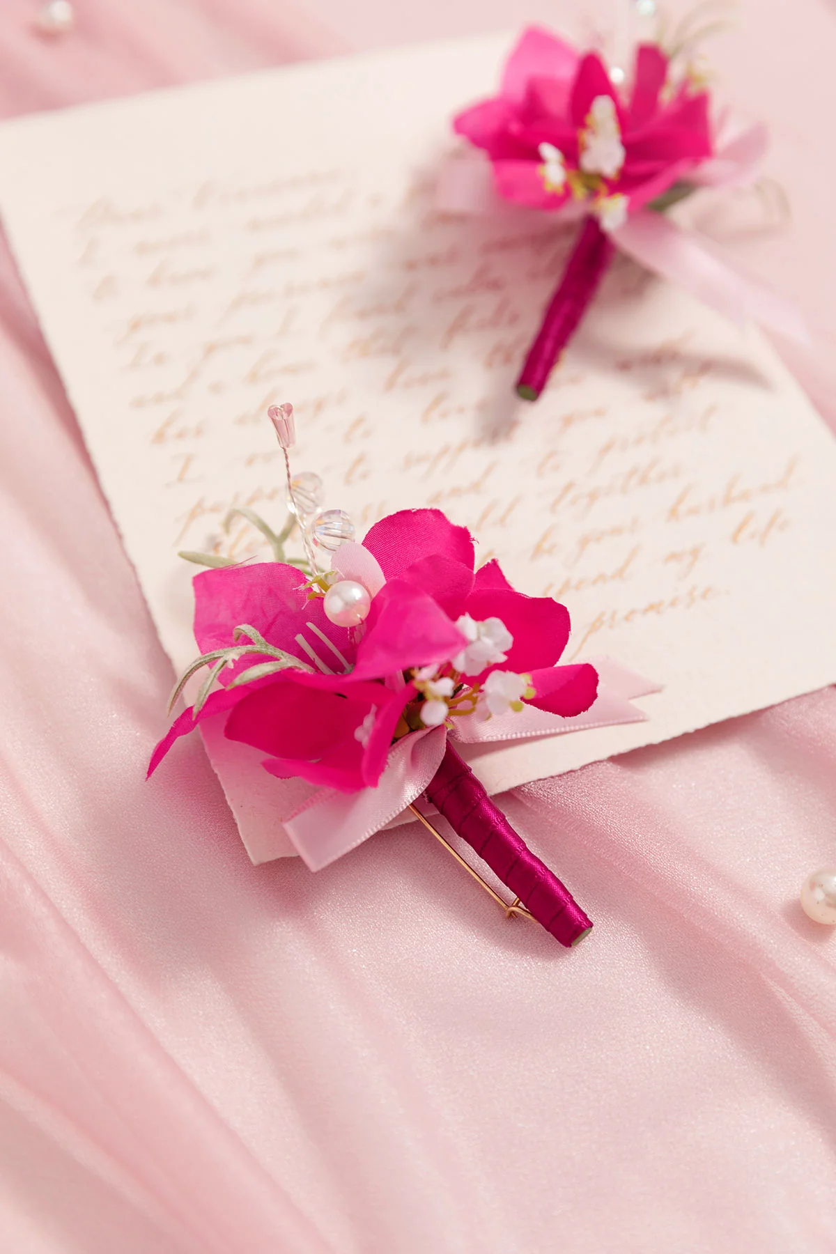 Boutonnieres in Magenta & Berry Pink - Image 3
