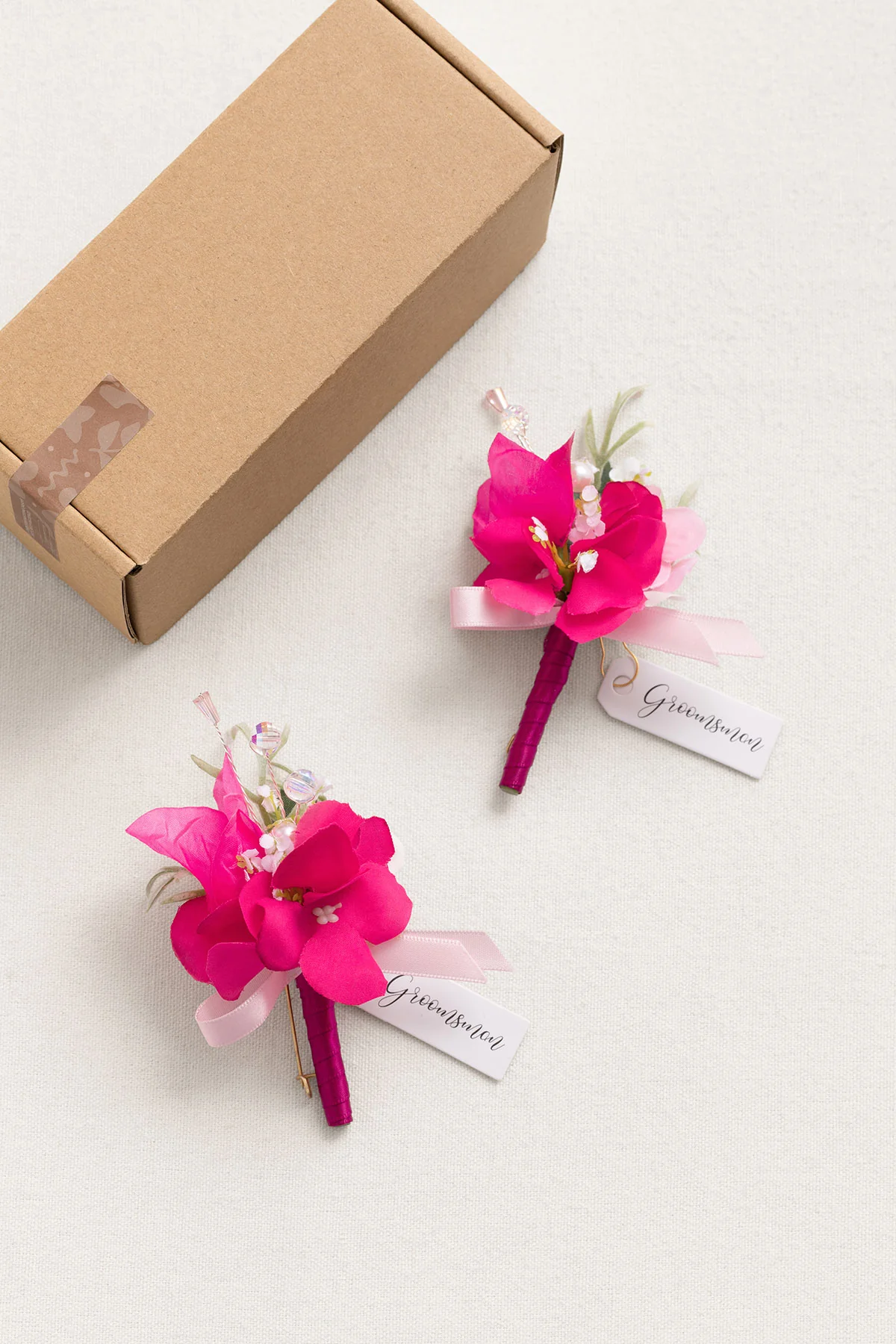 Boutonnieres in Magenta & Berry Pink - Image 4