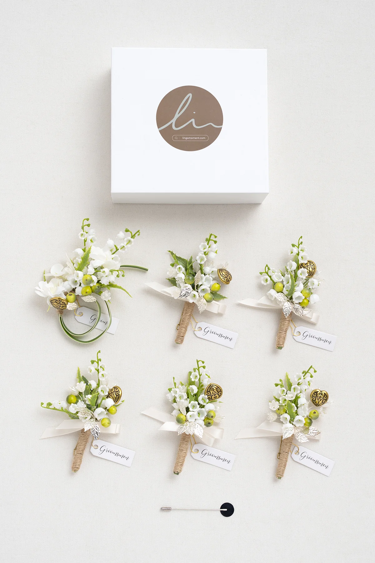 Boutonnieres in May Lily & Olive - Image 7