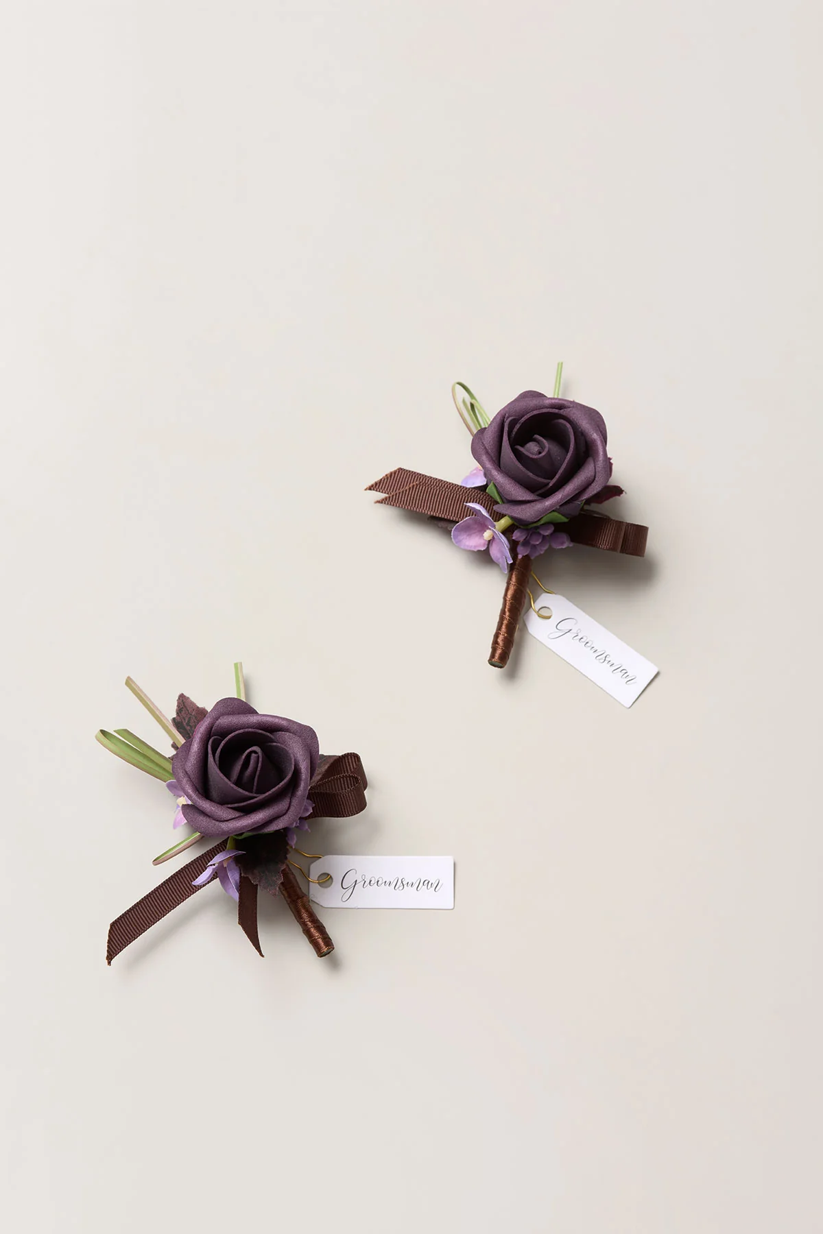 Boutonnieres in Plum Velvet Wedding (Set of 2)
