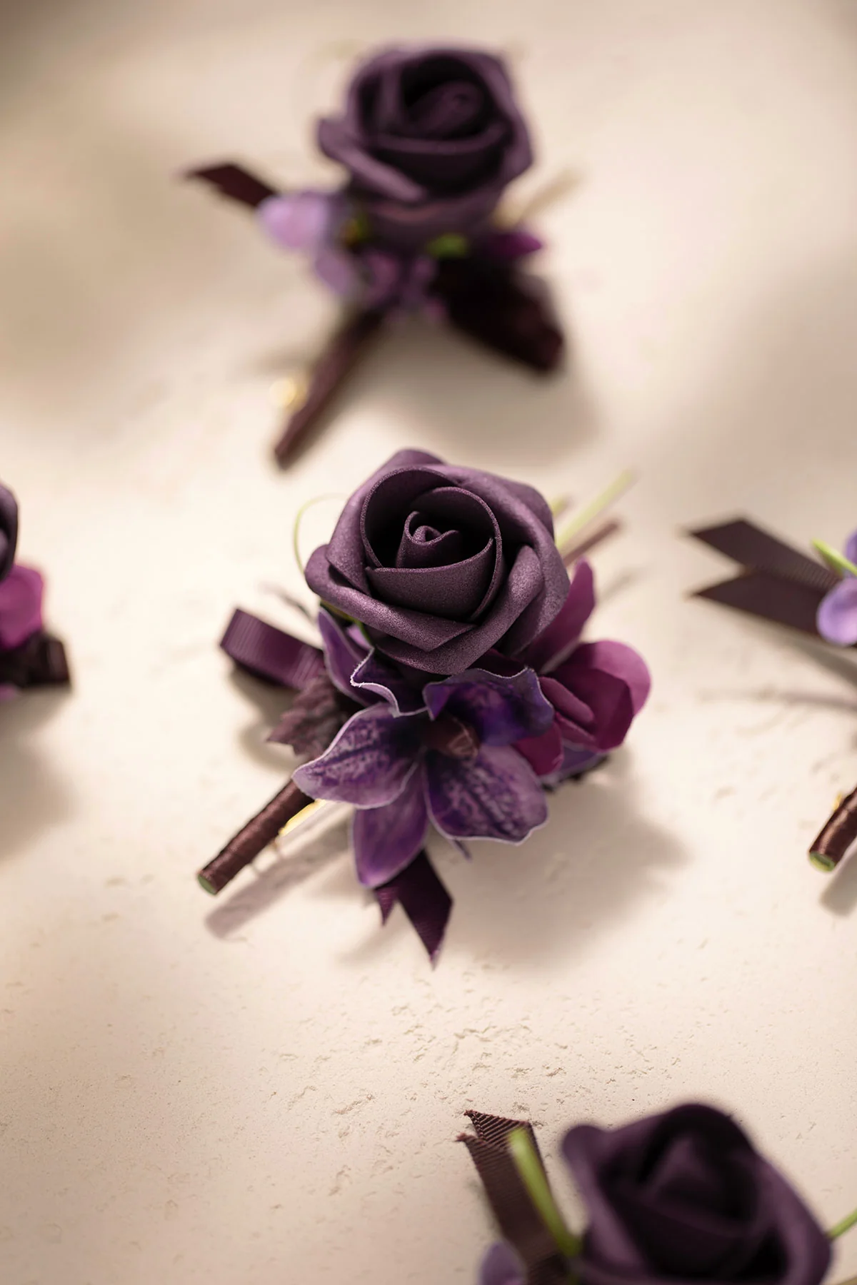 Boutonnieres in Plum Velvet Wedding (Set of 6) - Image 5