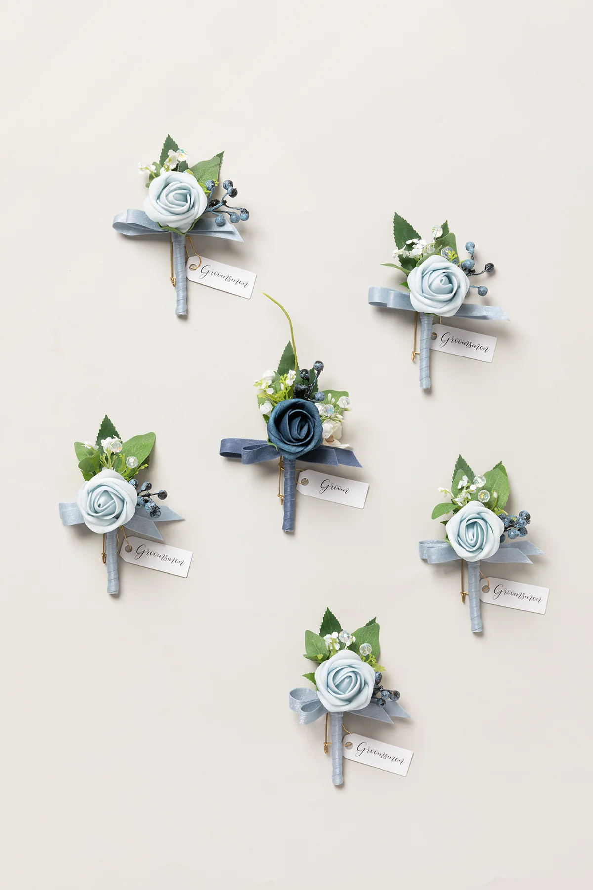 Boutonnieres in Romantic Dusty Blue (Set of 6)