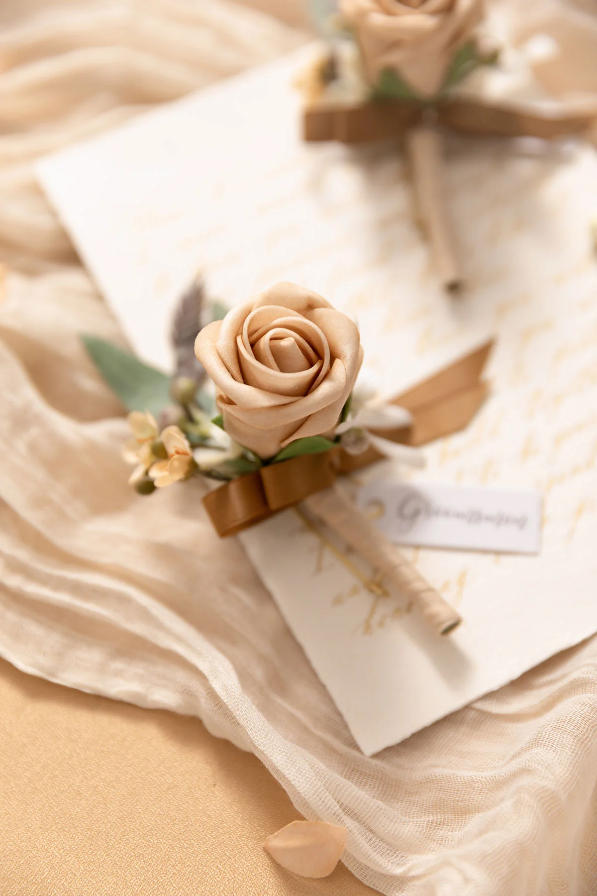 Boutonnieres in Sand Beige & Sage | Clearance - Image 2