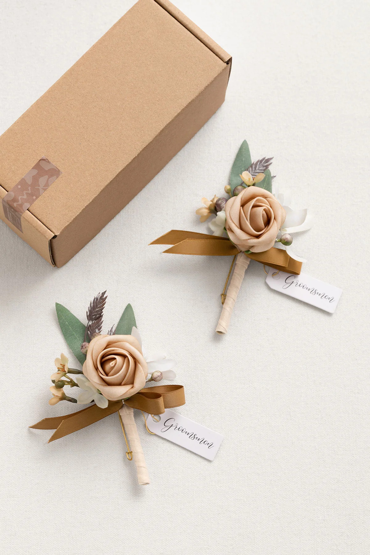 Boutonnieres in Sand Beige & Sage | Clearance - Image 4