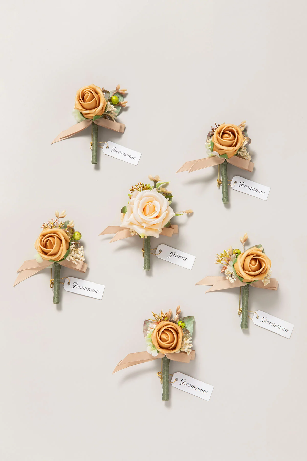 Boutonnieres in Sunny Peach & Apricot | Clearance