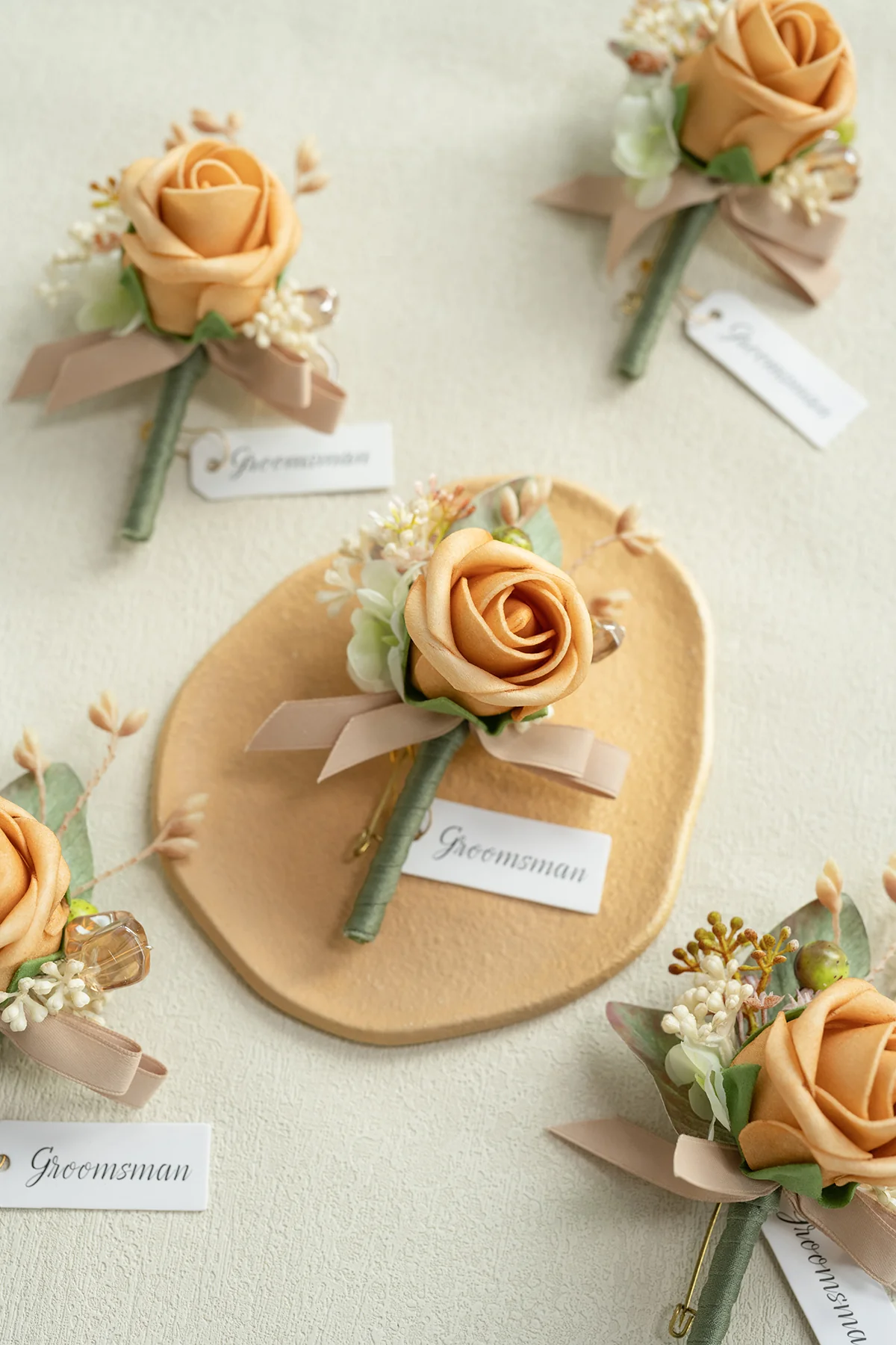 Boutonnieres in Sunny Peach & Apricot | Clearance - Image 5
