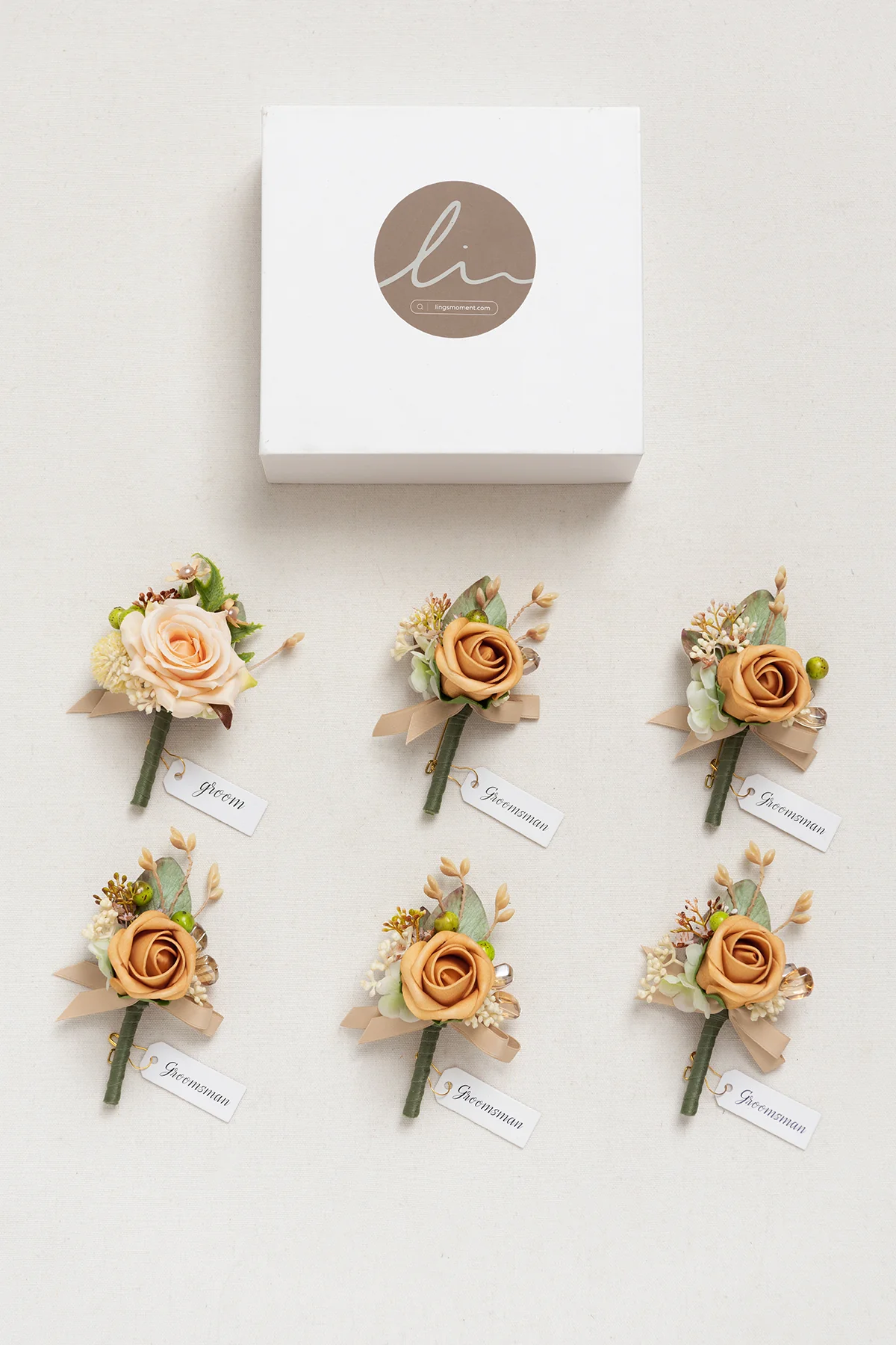 Boutonnieres in Sunny Peach & Apricot | Clearance - Image 6