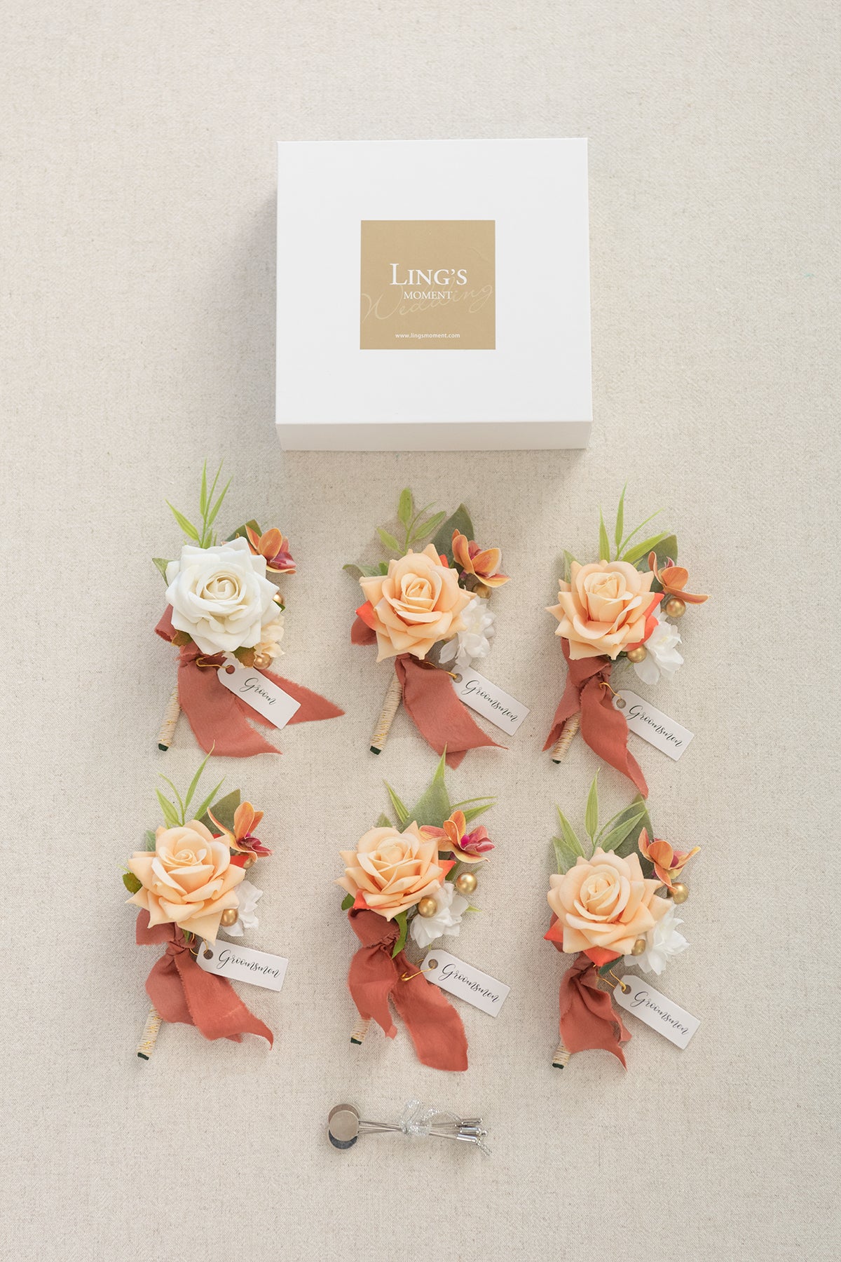 Boutonnieres in Sunset Terracotta - Image 6