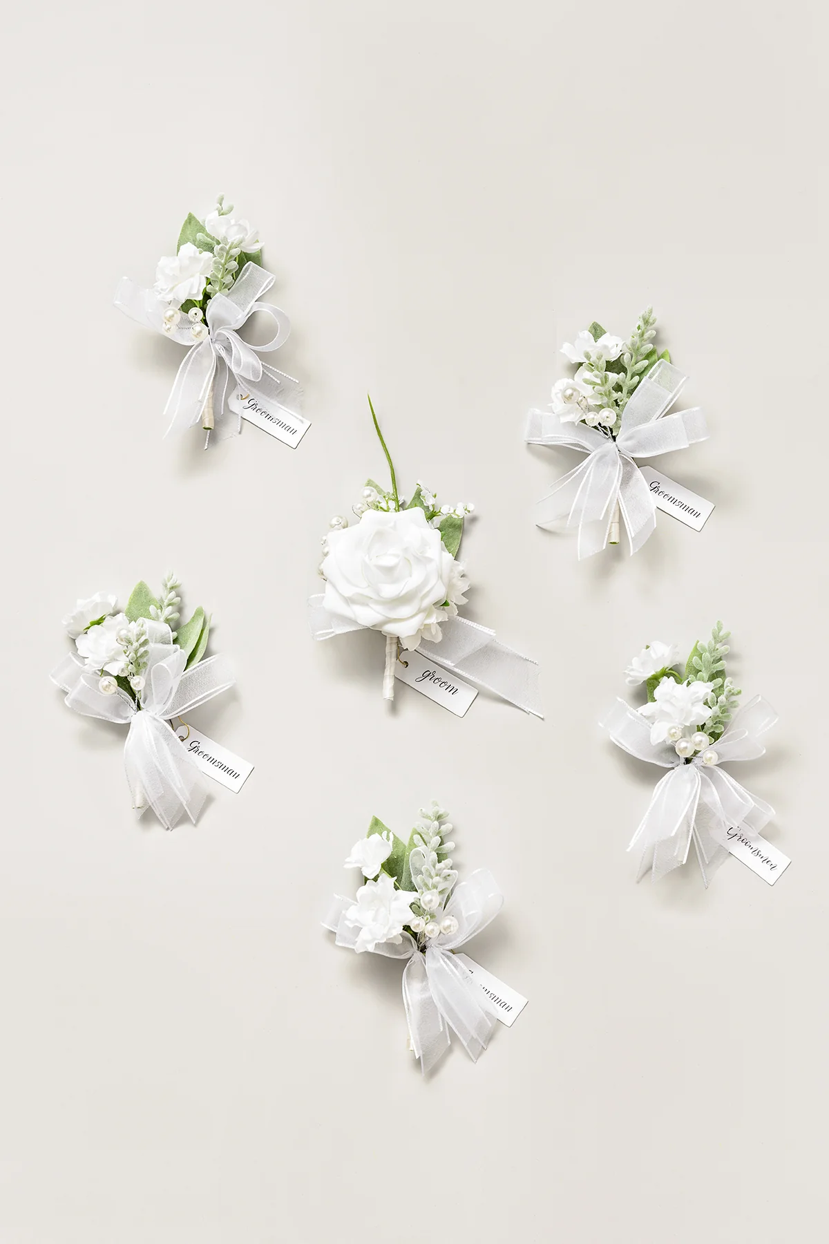 Boutonnieres in Timeless White
