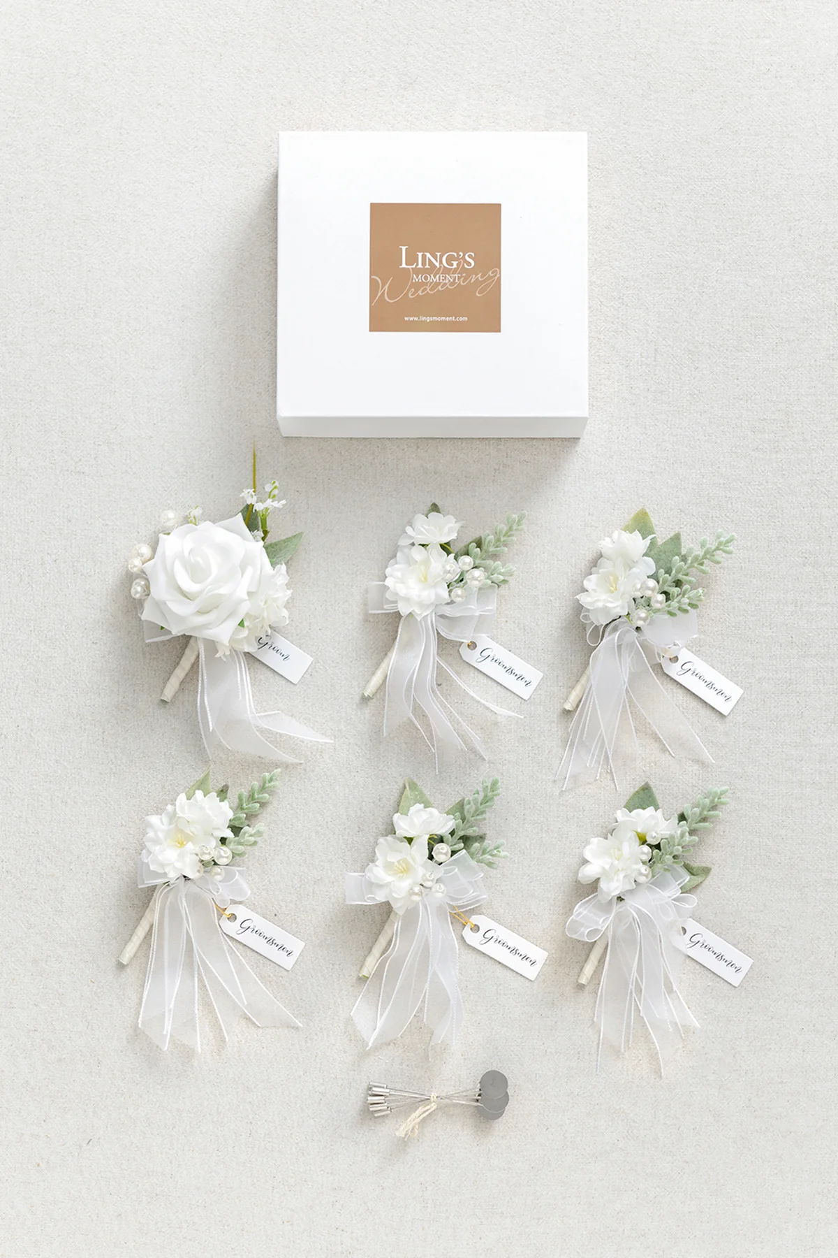 Boutonnieres in Timeless White - Image 6