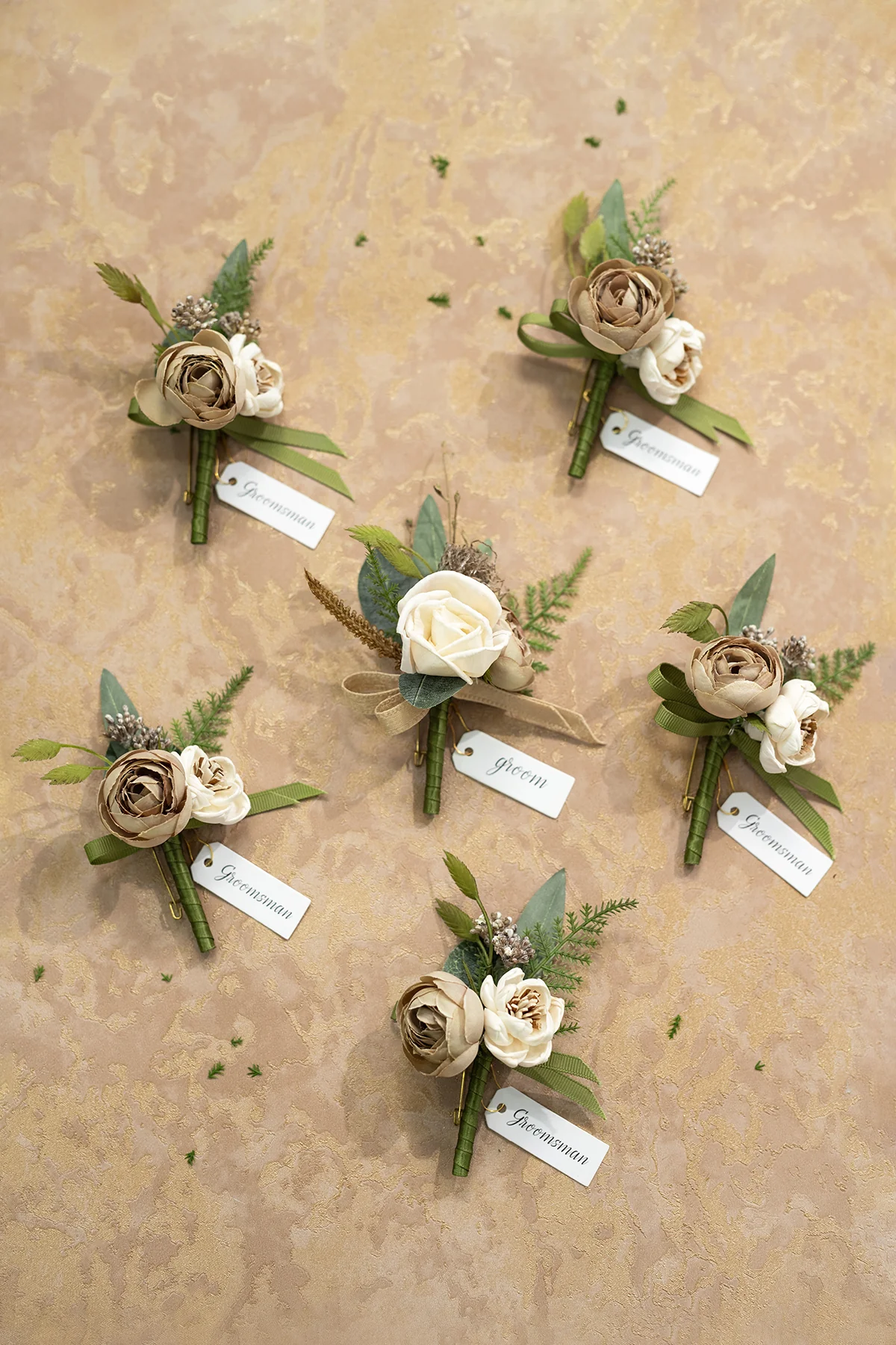 Boutonnieres in White & Beige - Image 4