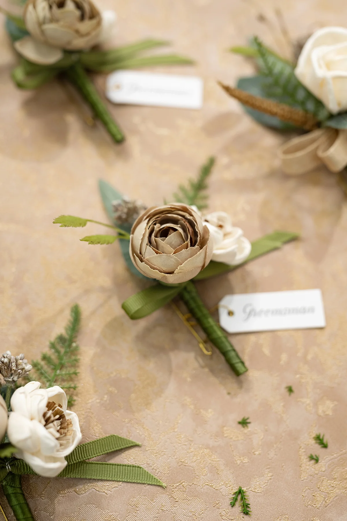 Boutonnieres in White & Beige - Image 5