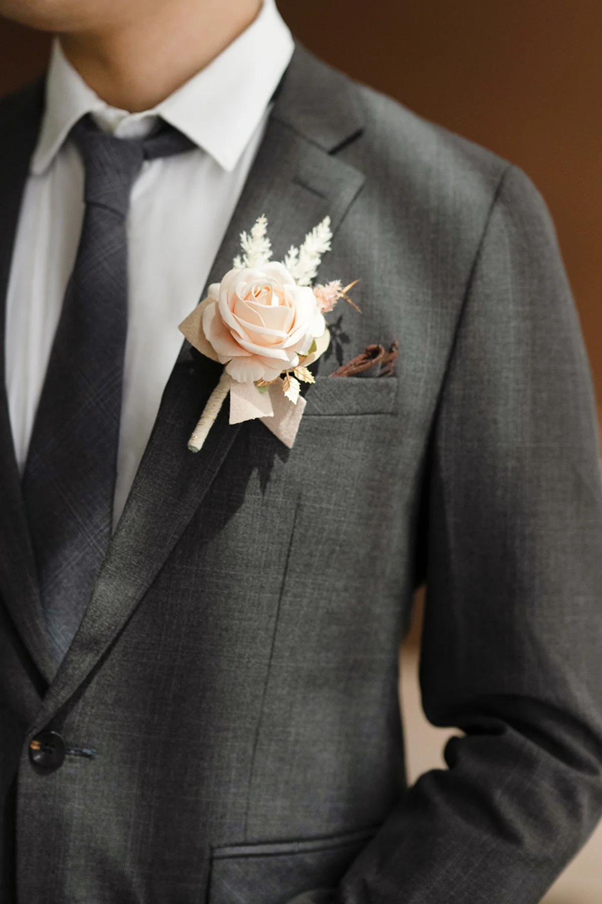 Boutonnieres in White & Beige (Set of 6) | Clearance - Image 2