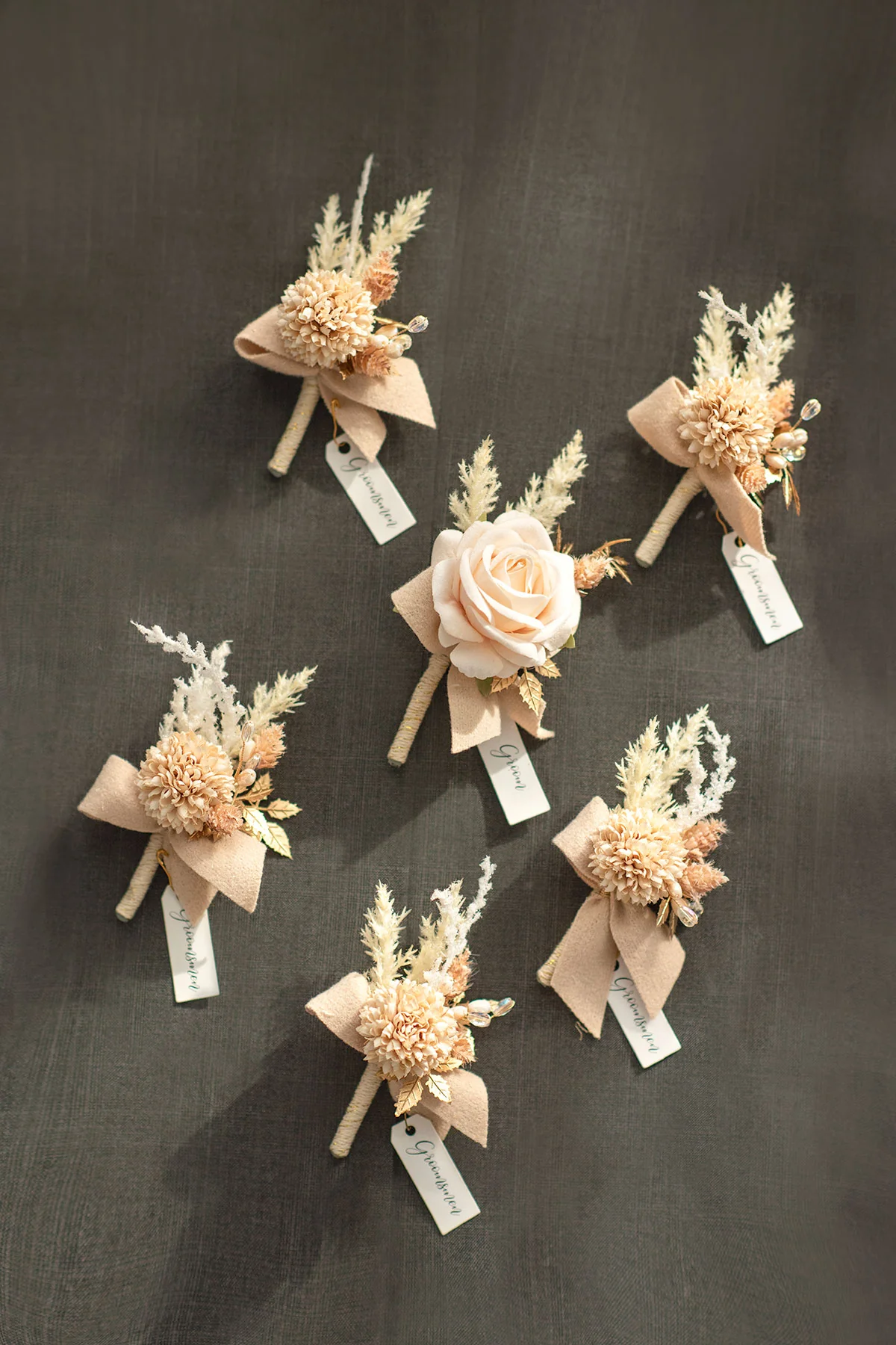 Boutonnieres in White & Beige (Set of 6) | Clearance - Image 3