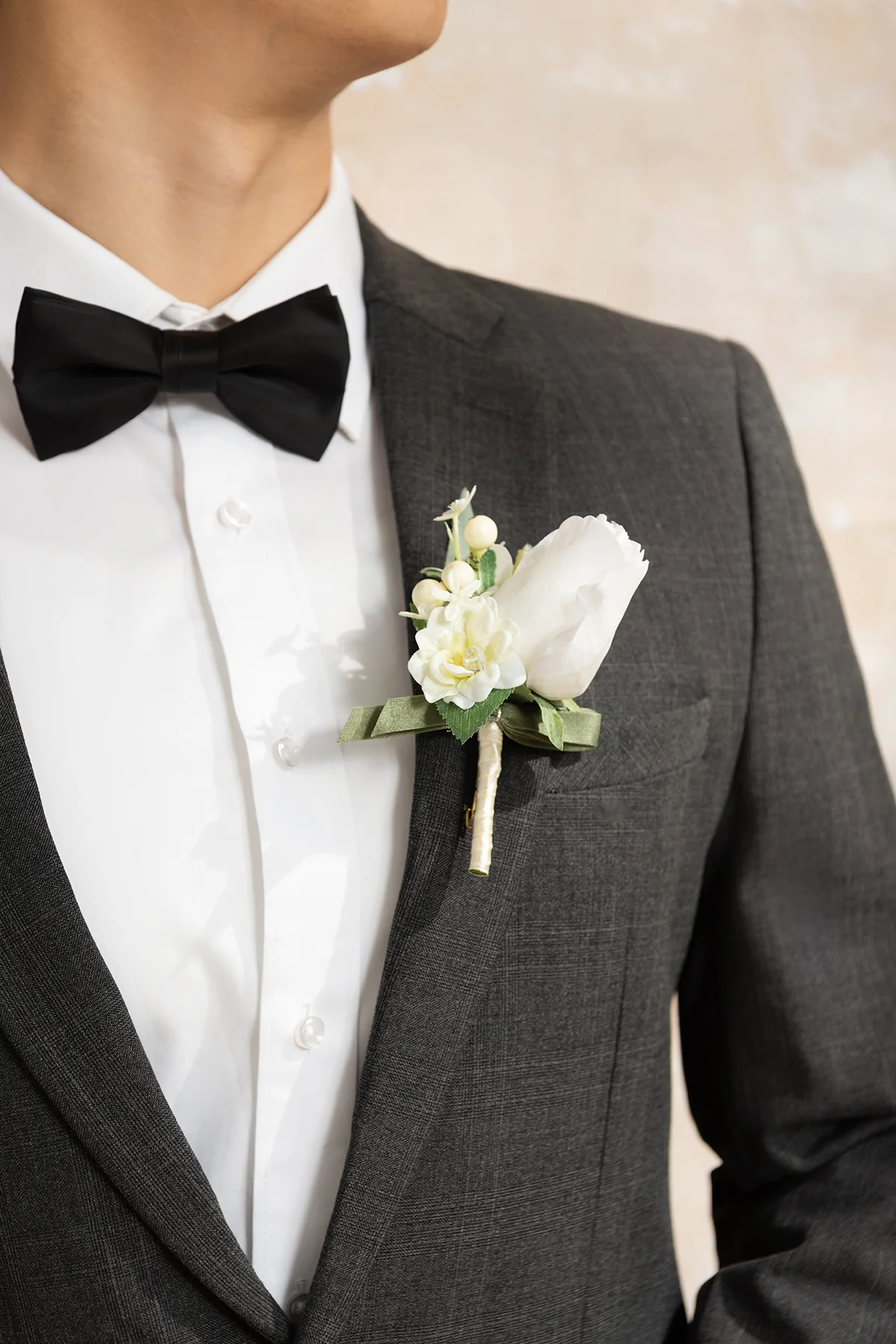 Boutonnieres in White & Sage - Image 4