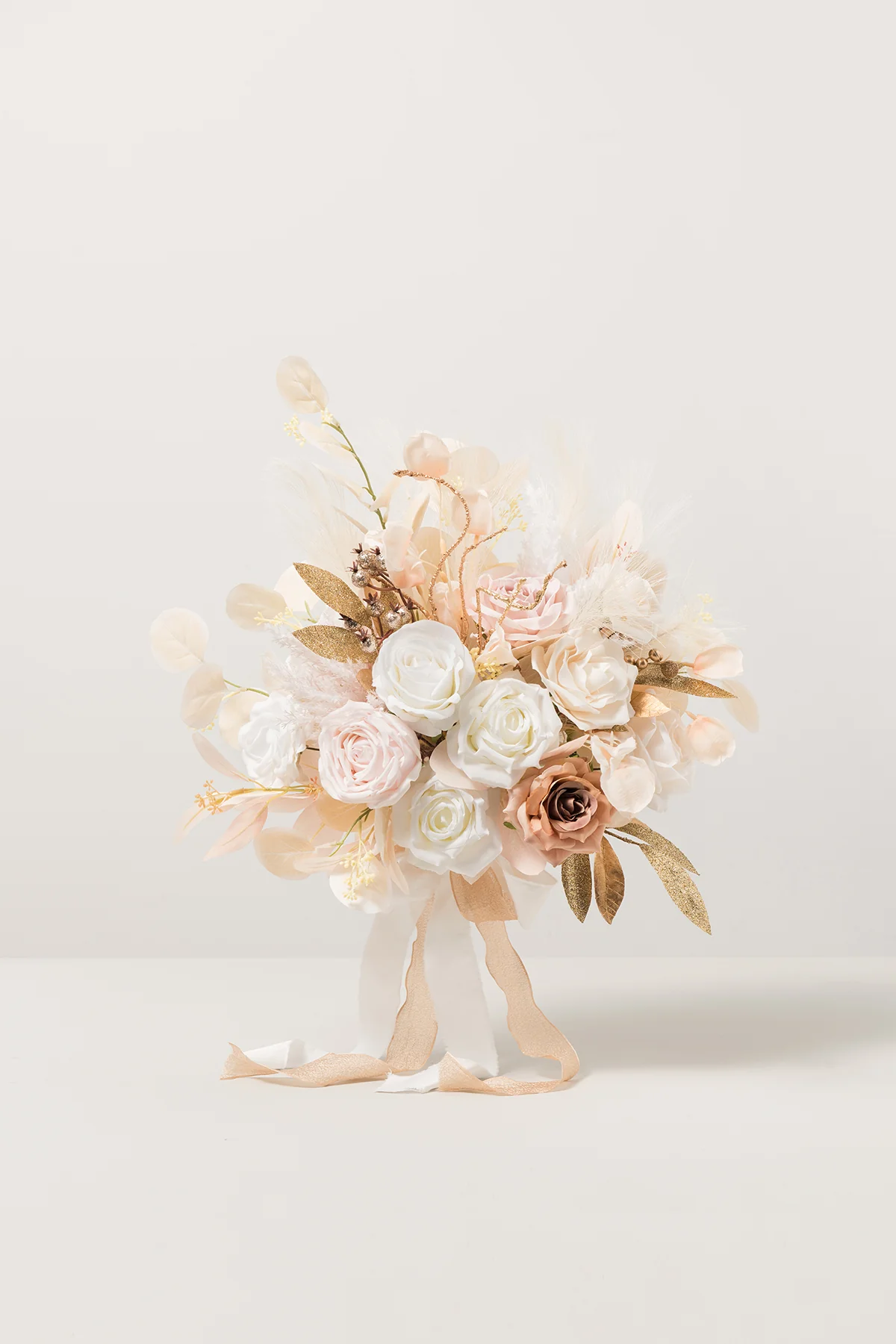 Medium Free-Form Bridal Bouquet in White & Beige | Clearance