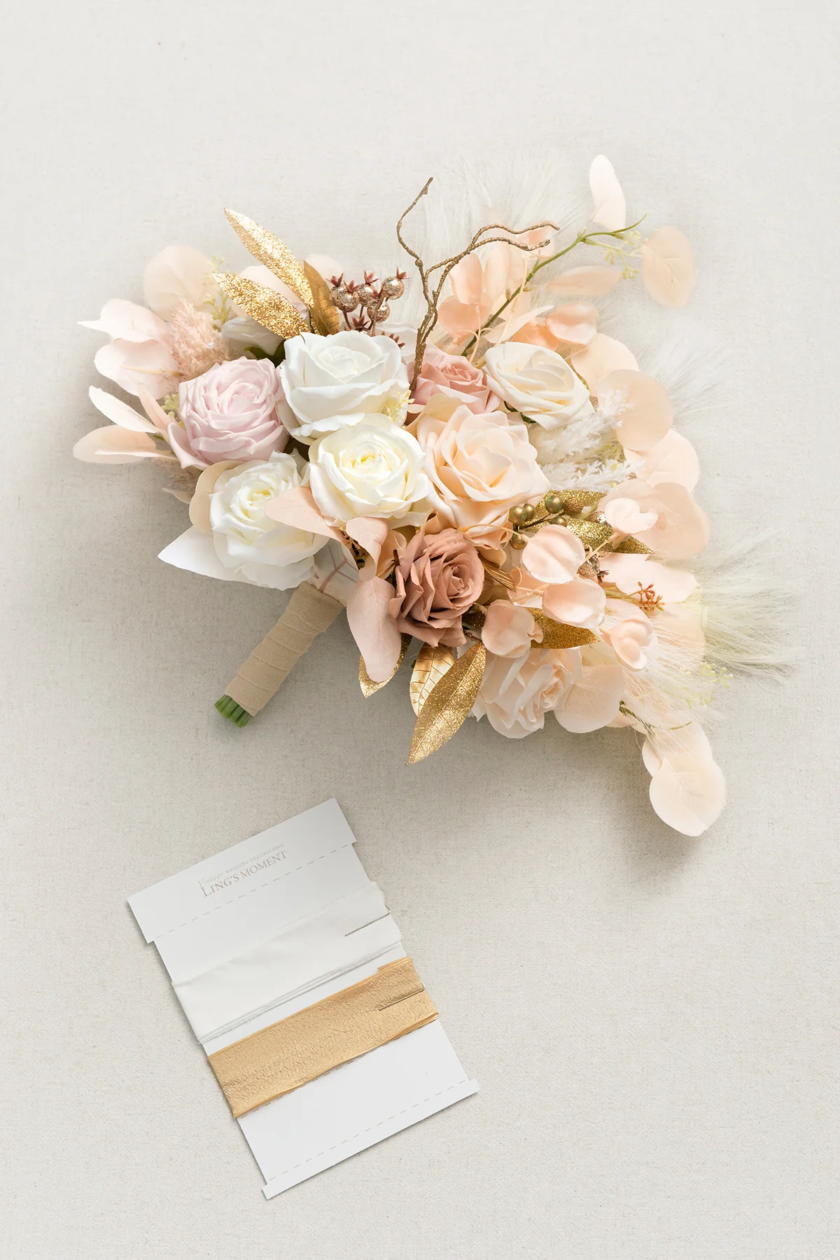 Medium Free-Form Bridal Bouquet in White & Beige | Clearance - Image 6