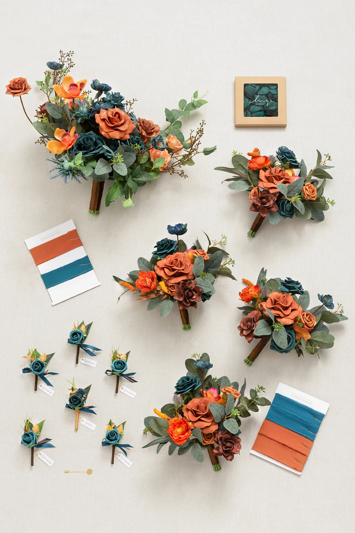 Wedding Flower Packages in Dark Teal & Burnt Orange - Image 13