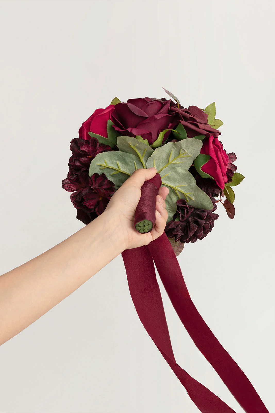 Bridesmaid Bouquet in Burgundy & Black Baccara (Set of 1) - Image 4