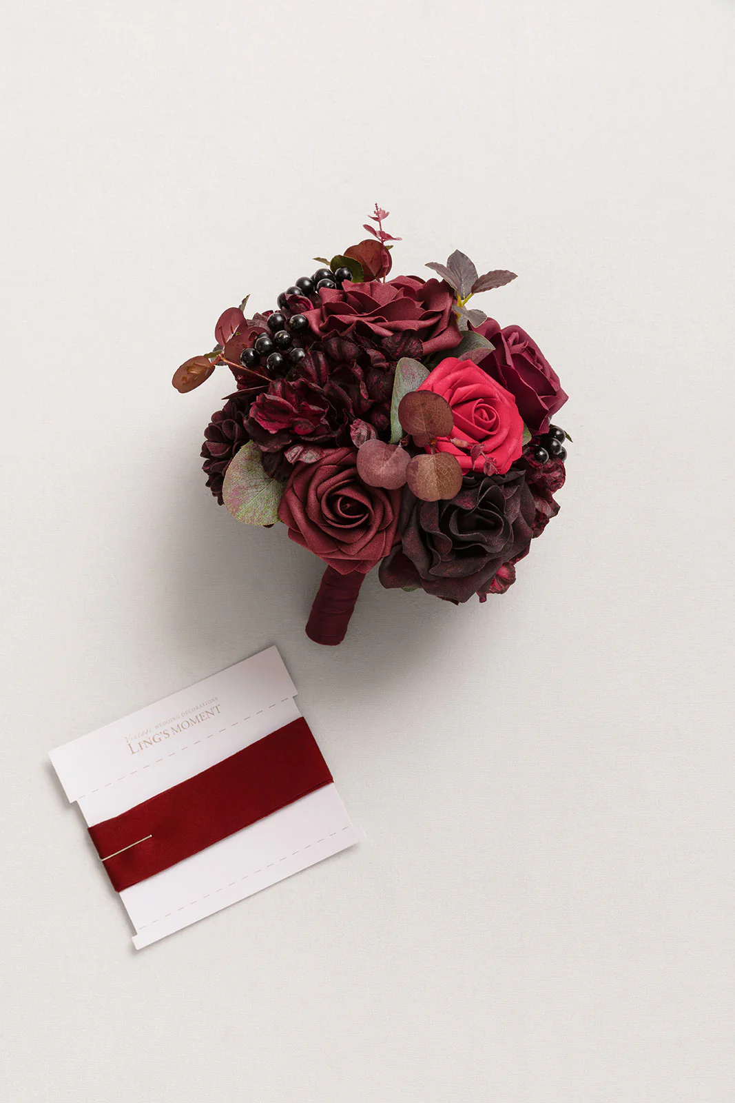 Bridesmaid Bouquet in Burgundy & Black Baccara (Set of 1) - Image 5