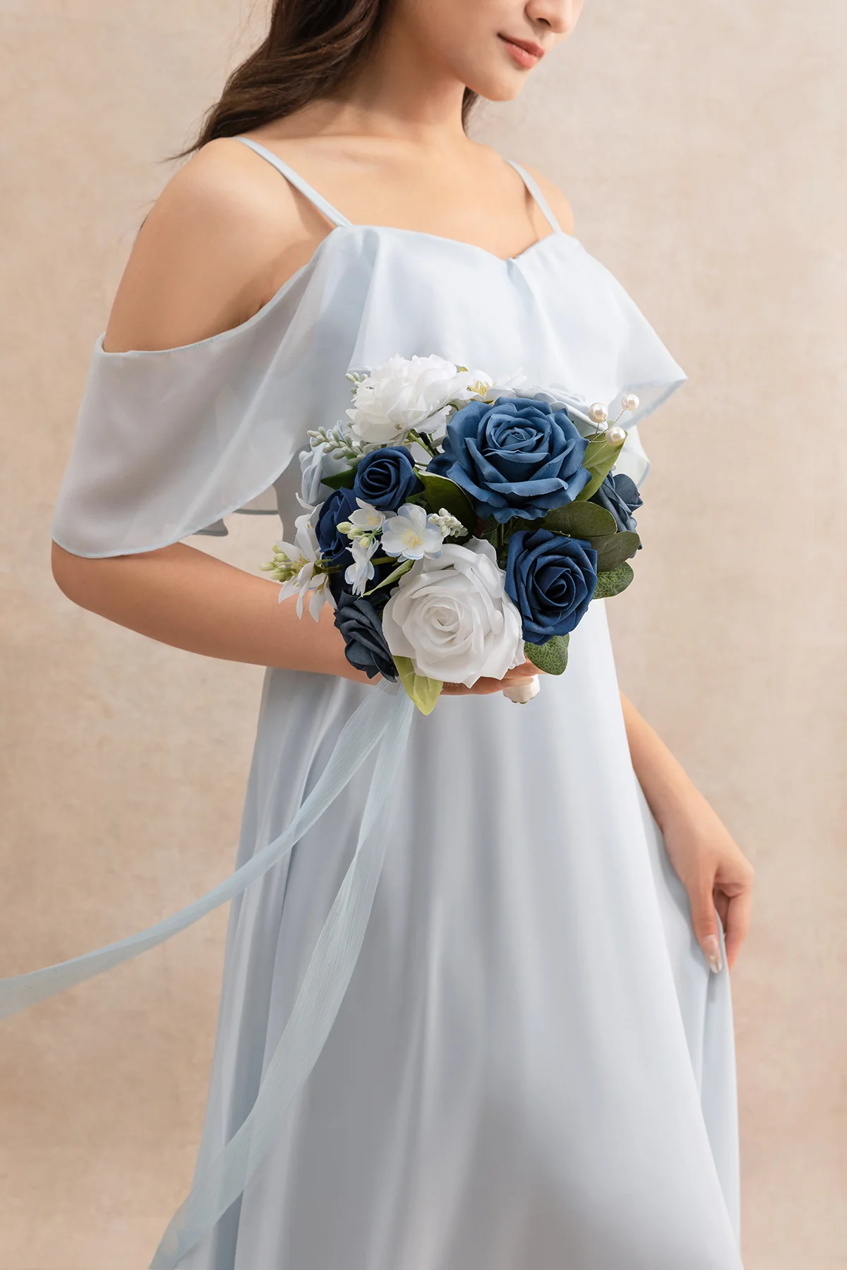 Bridesmaid Bouquet in Navy Blue & Cream | Clearance - Image 3
