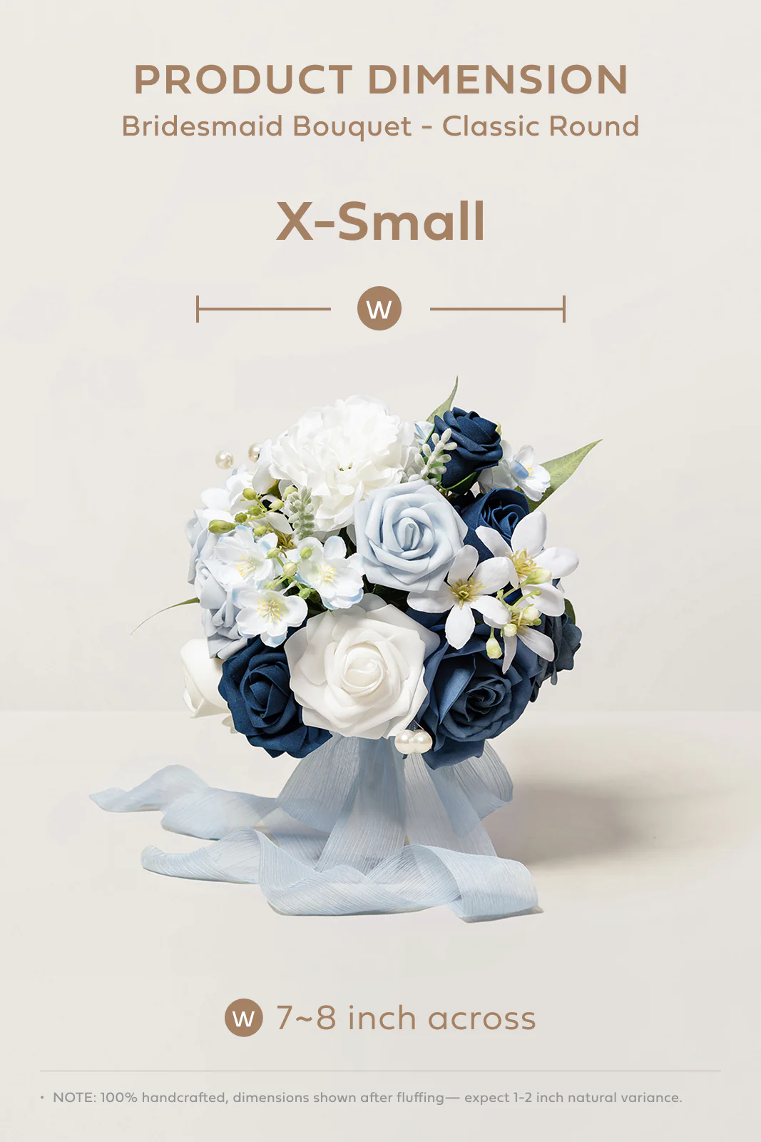Bridesmaid Bouquet in Navy Blue & Cream | Clearance - Image 5