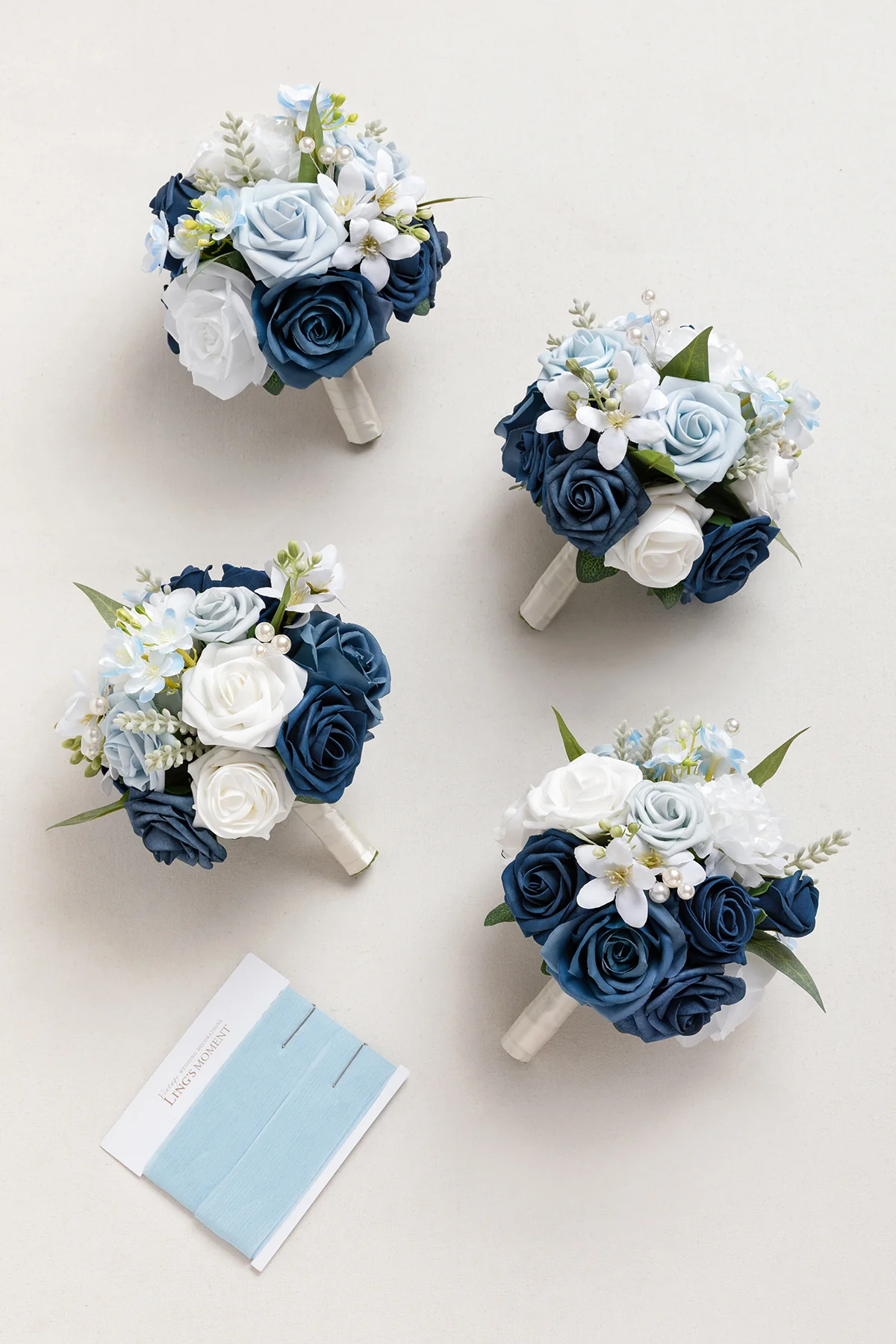 Bridesmaid Bouquet in Navy Blue & Cream | Clearance - Image 7