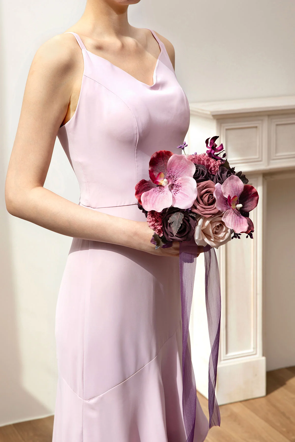 Bridesmaid Bouquet in Plum Velvet Wedding - Image 10